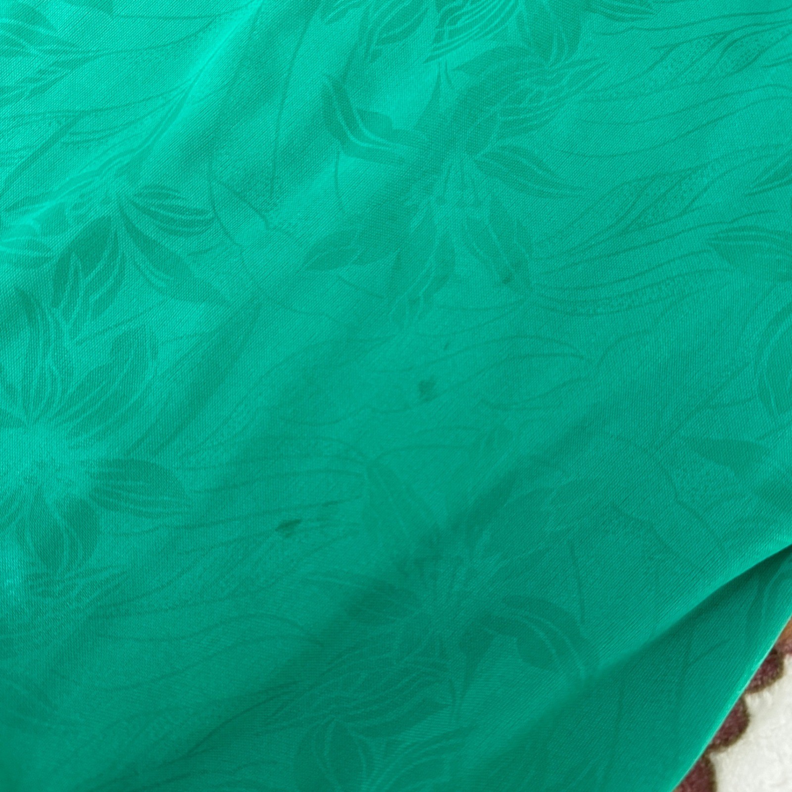 Jenny Vtg Dress Emerald Green Jewel Regency Floral Jacquard Drop Waist Blouson