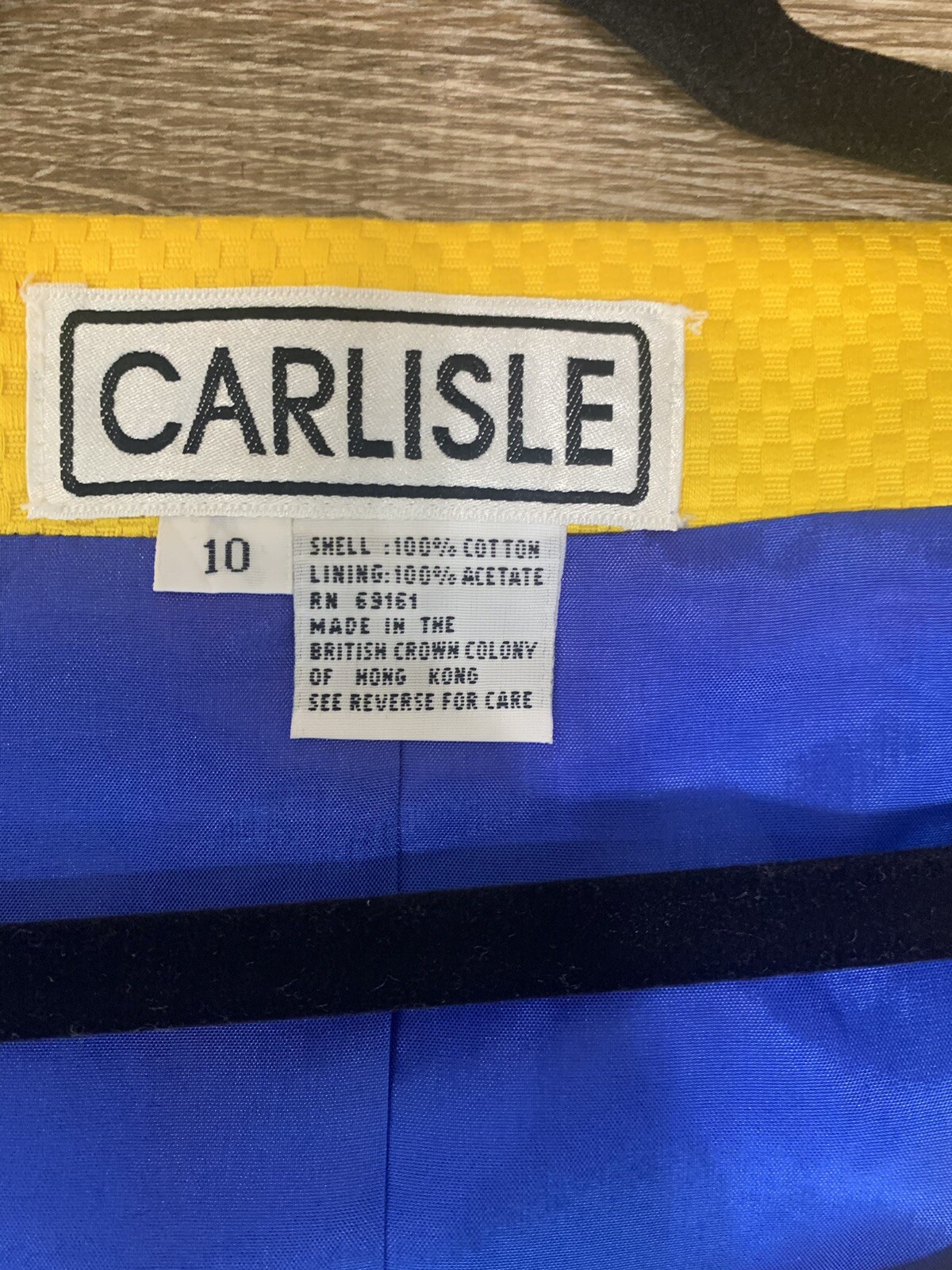 VINTAGE 1980s CARLISLE Blue/ Yellow Suit 2-Piece Jacket Sz 10 & Skirt SZ 12