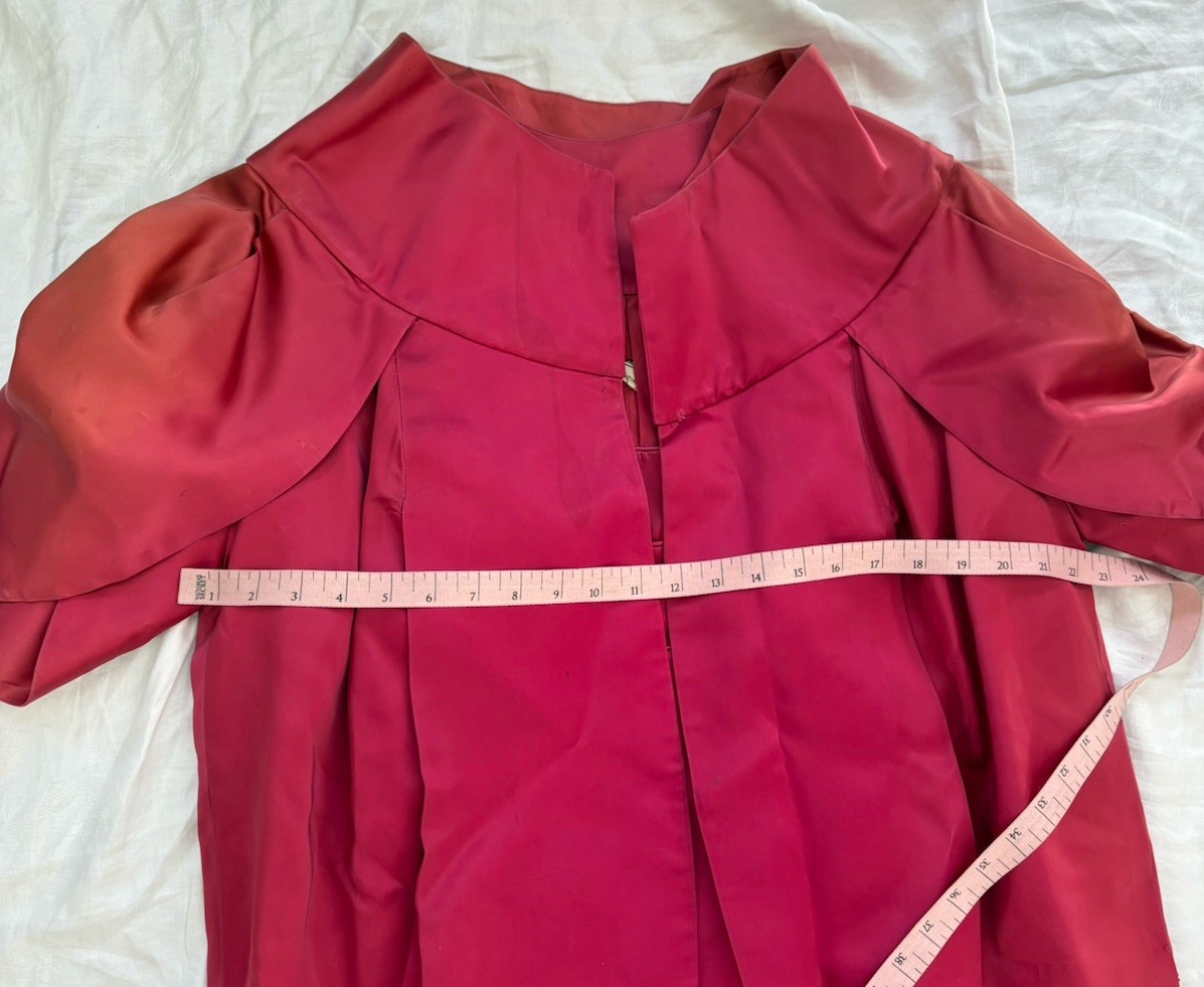 VTG Lilli Diamond Red Satin Dress Matching Evening Coat Oversized Size 4 FAIR