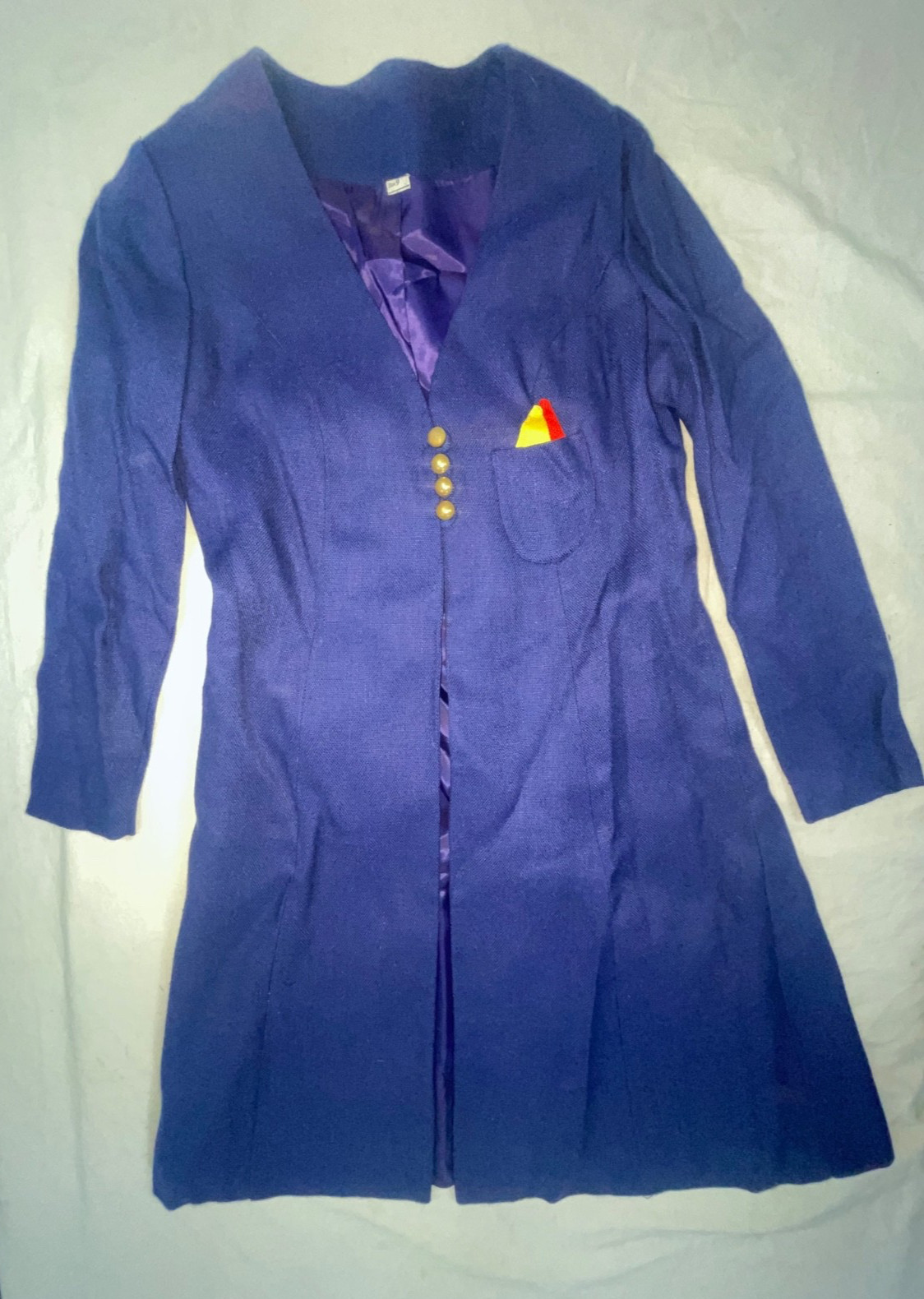 VTG 60S 70S WOMENS S BLUE WHITE RED YELLOW STRIPE DISCO MOD DRESS JACKET SET
