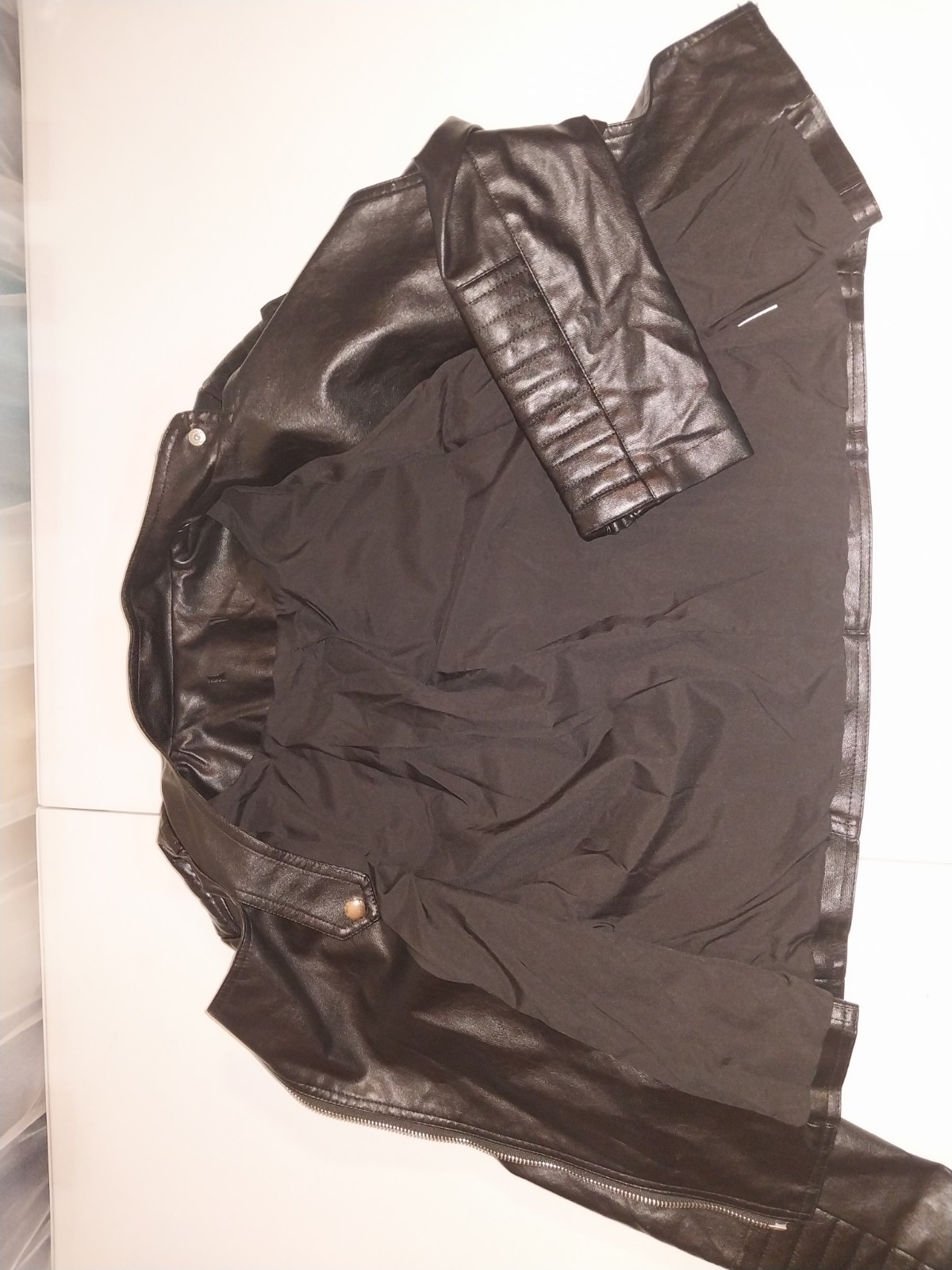 VTG PVC RUBBA CAFE JACKET SHORTY CROPPED HIPSTER SHINY SOFTY NOS S/34″ SPACEAGE