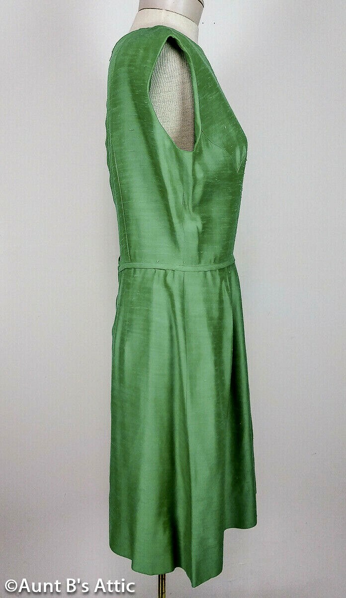 Vintage 60’s Spring Handmade Matching Gr Sleeveless Dress & 5 Button Coat M/L