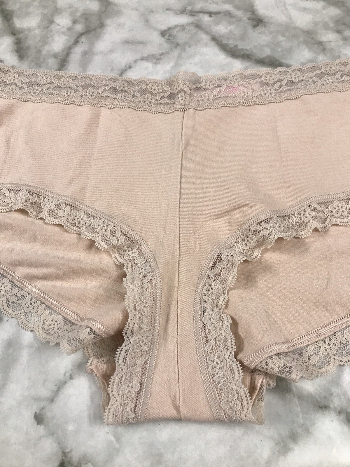 WOMEN’S Vintage Heart Logo Victoria’s Secret Cotton Boy Short Trim Lace Sz Lg