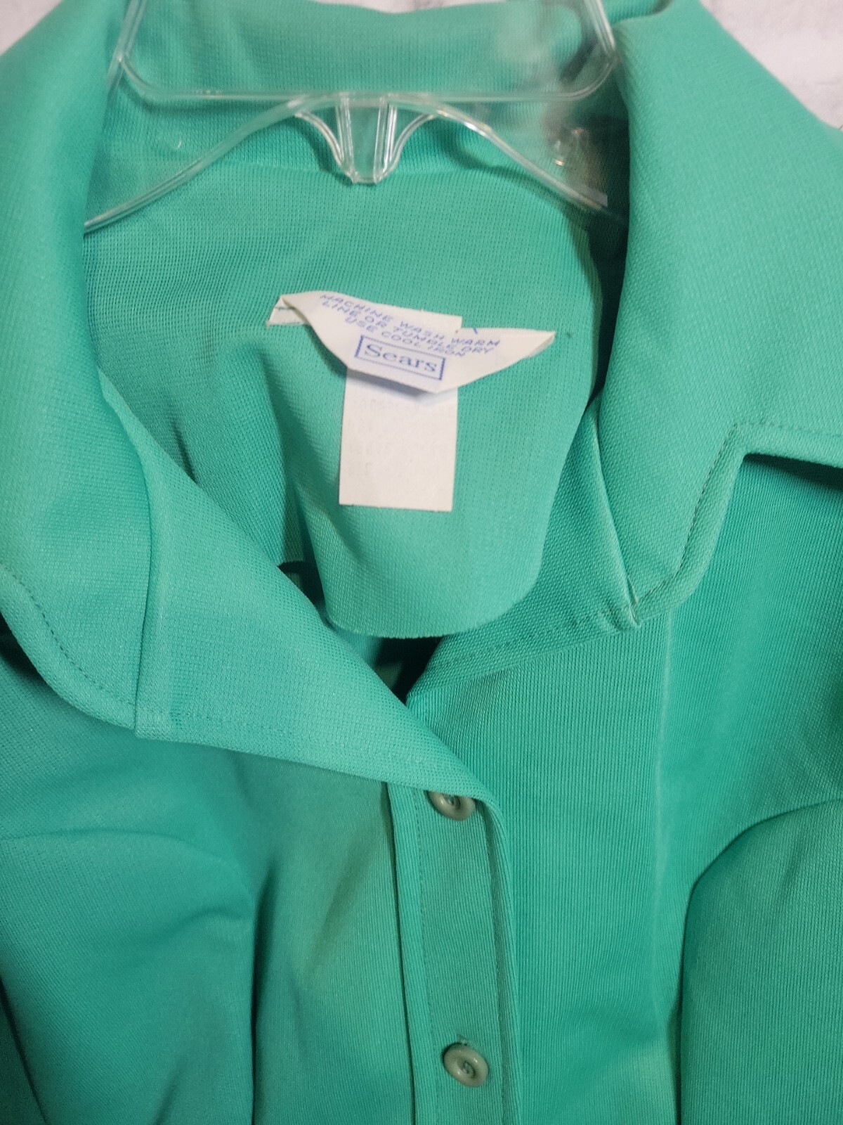 Vintage Sears Trench Coat Polyester Green Full Button Front Womens Size 12 NWT