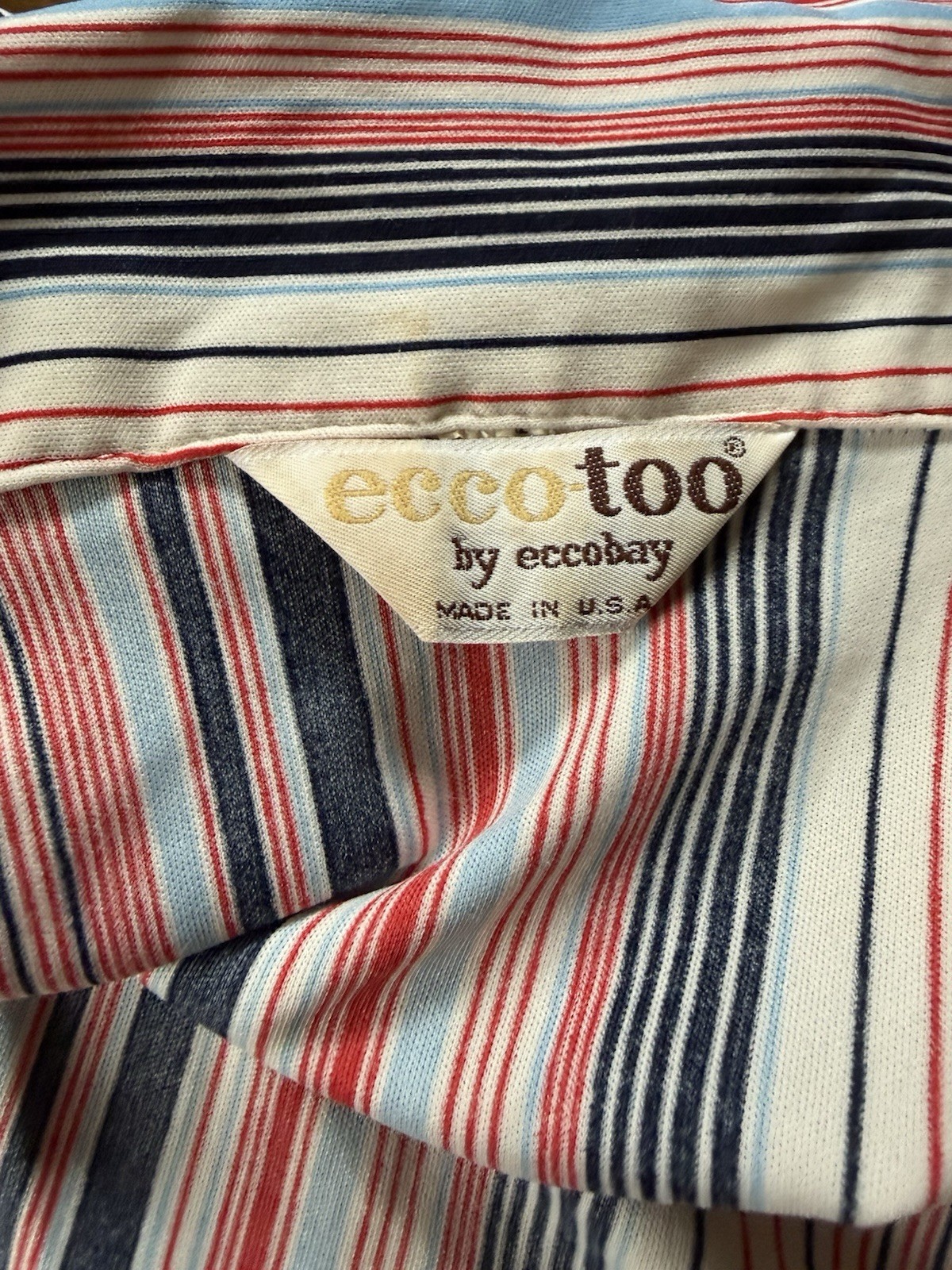 Vintage 70s Eccotoo by Eccobay Striped Disco Shirt | Made in USA