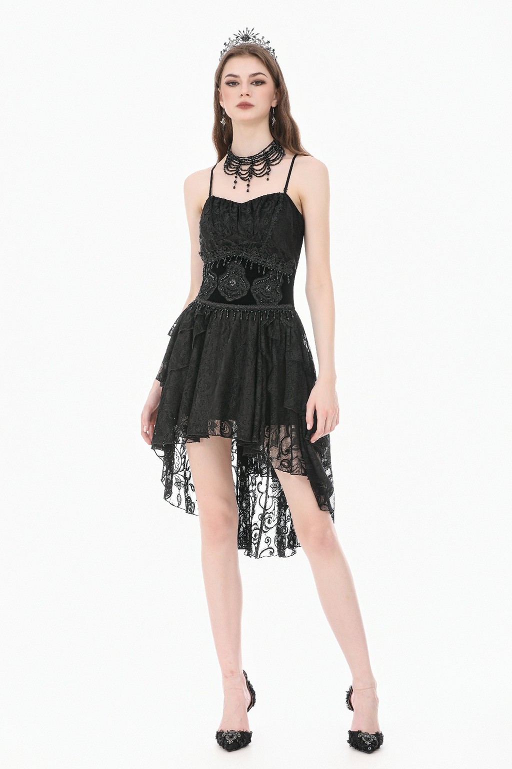 Dark In Love Women Velvet Waist Cincher Vintage Lace Embroidery Wide Waistband