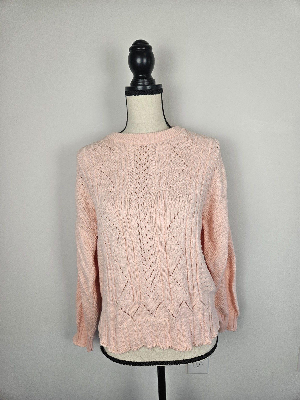 Vintage Picket and Post 100% Cotton Pink Sweater Size Large