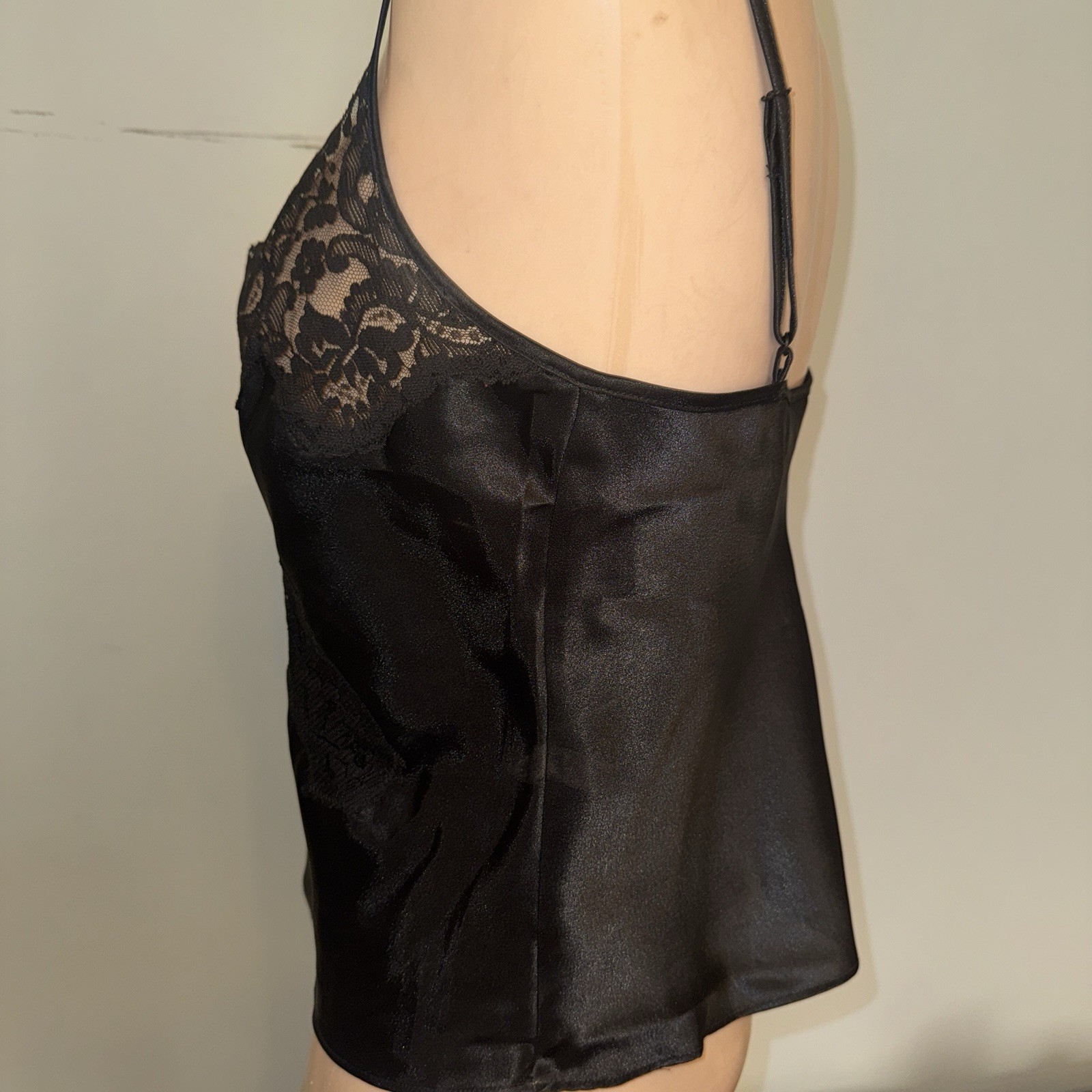 Victorias Secret Black Lace Camisole Gold Label Satin Whimsical Princess Fairy S