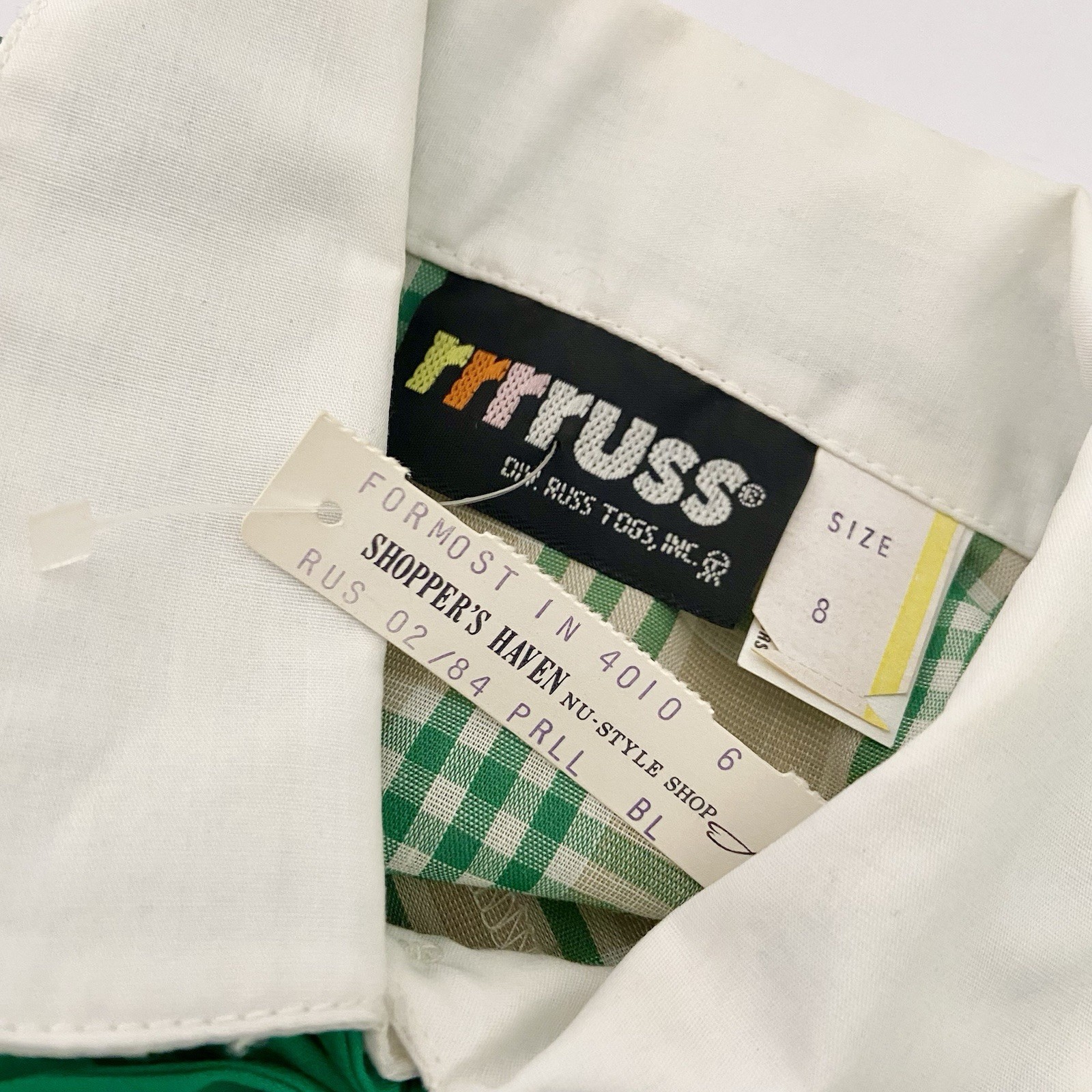 Vintage 80’s Plaid Blouse With Necktie Bow • Women’s Sz 8 • RRRRuss • Old Stock