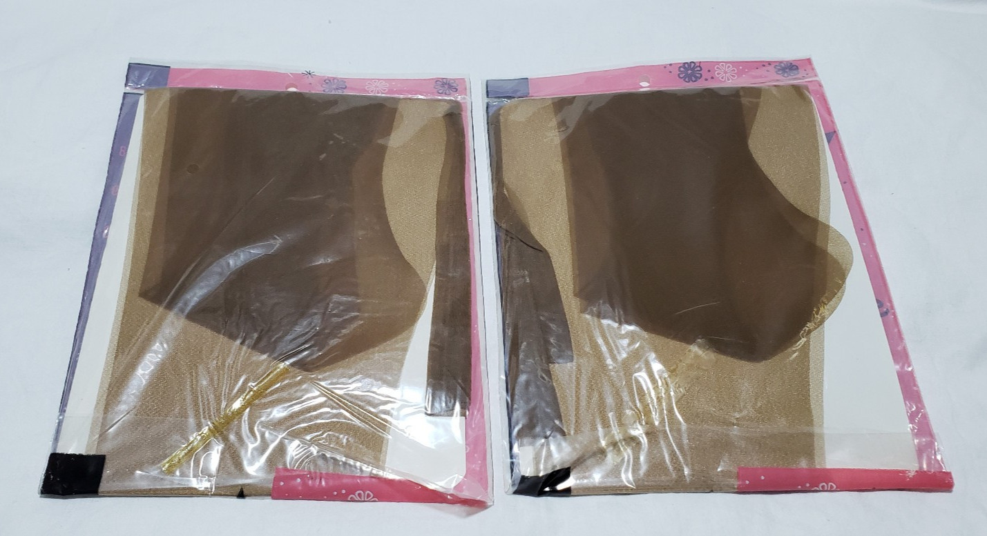 2 Pr Vintage Sameo Impt Stockings Seamless Mesh Size 11 Stretch Top Tan