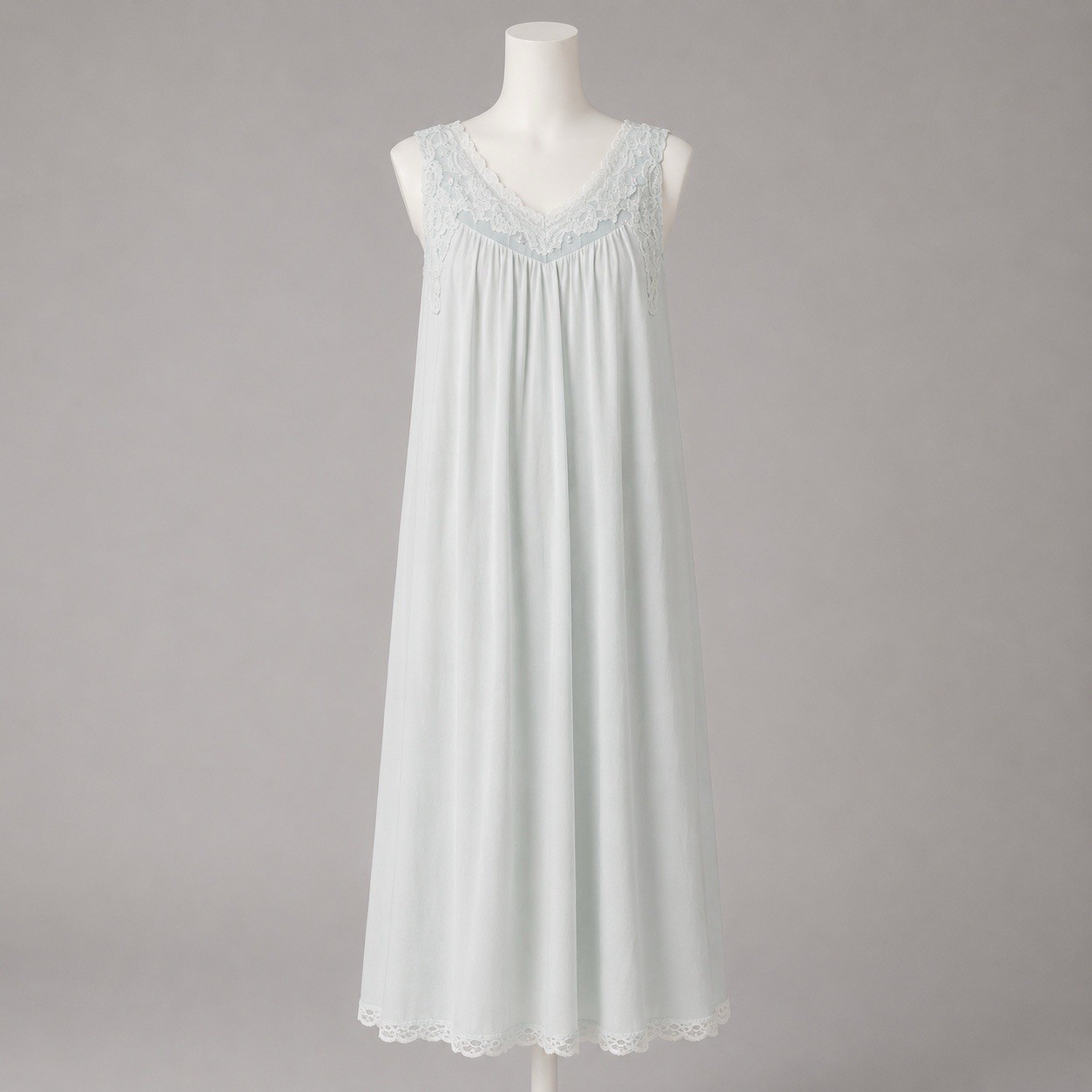 Vintage Shadow Line Lace Satin Light Blue Nightgown Babydoll Romantic Size M