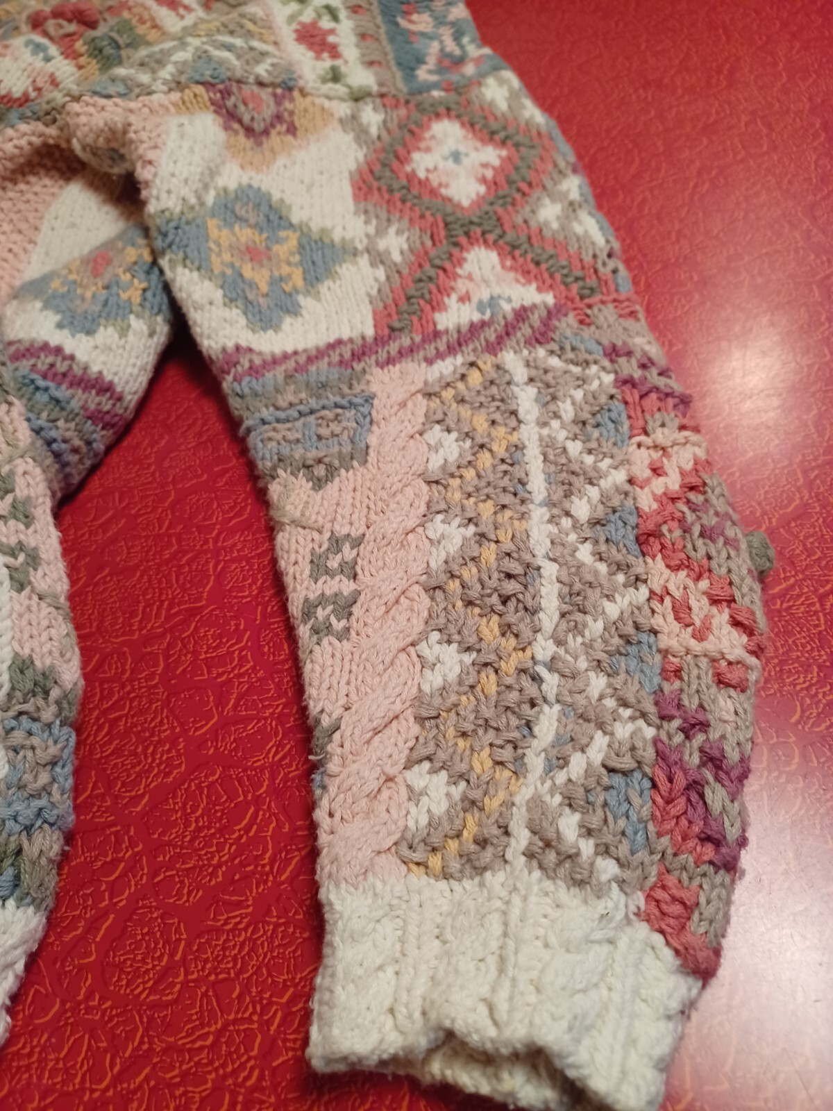 Vintage ’80s ’90s Crystal Colby Sweater Cottagecore 3-D Knit Cotton Unique S