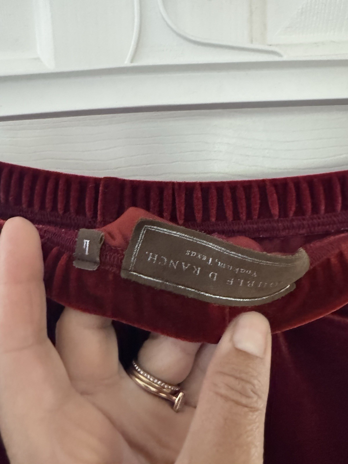 doubled ranch wear Velvet Pants L rusty red color western southwest high waist