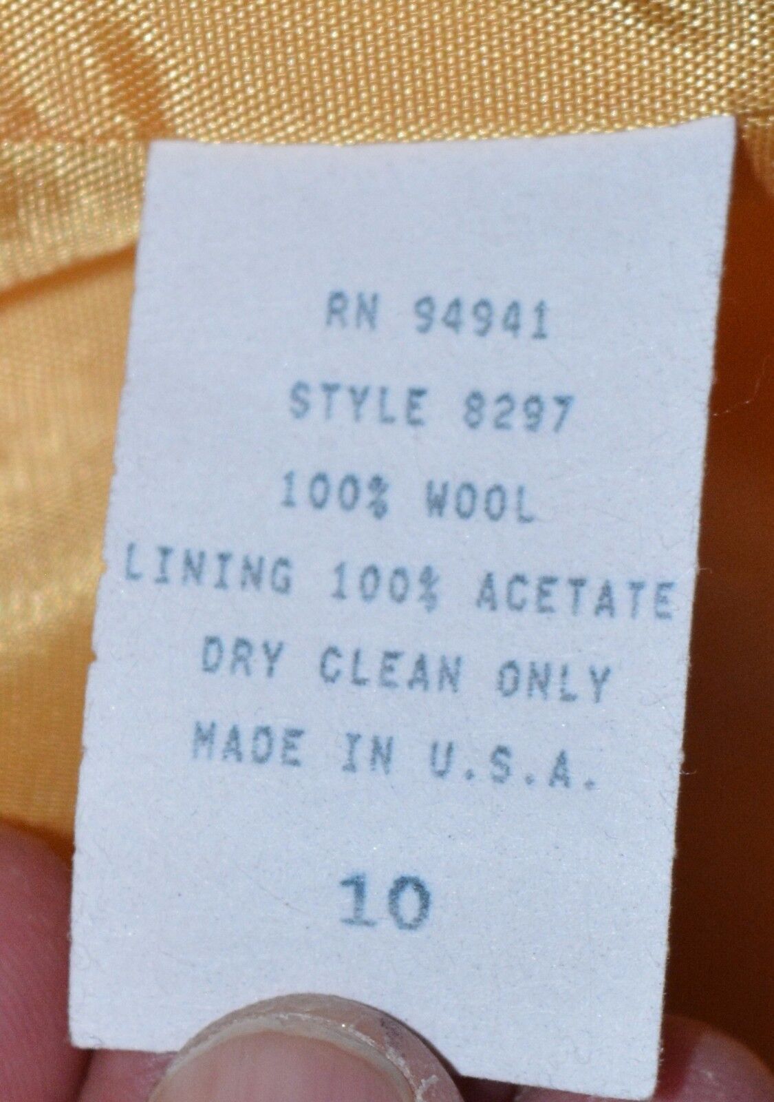 VTG Women’s 100% Wool Blazer 10 Canary Yellow ADOLFO INT’L USA