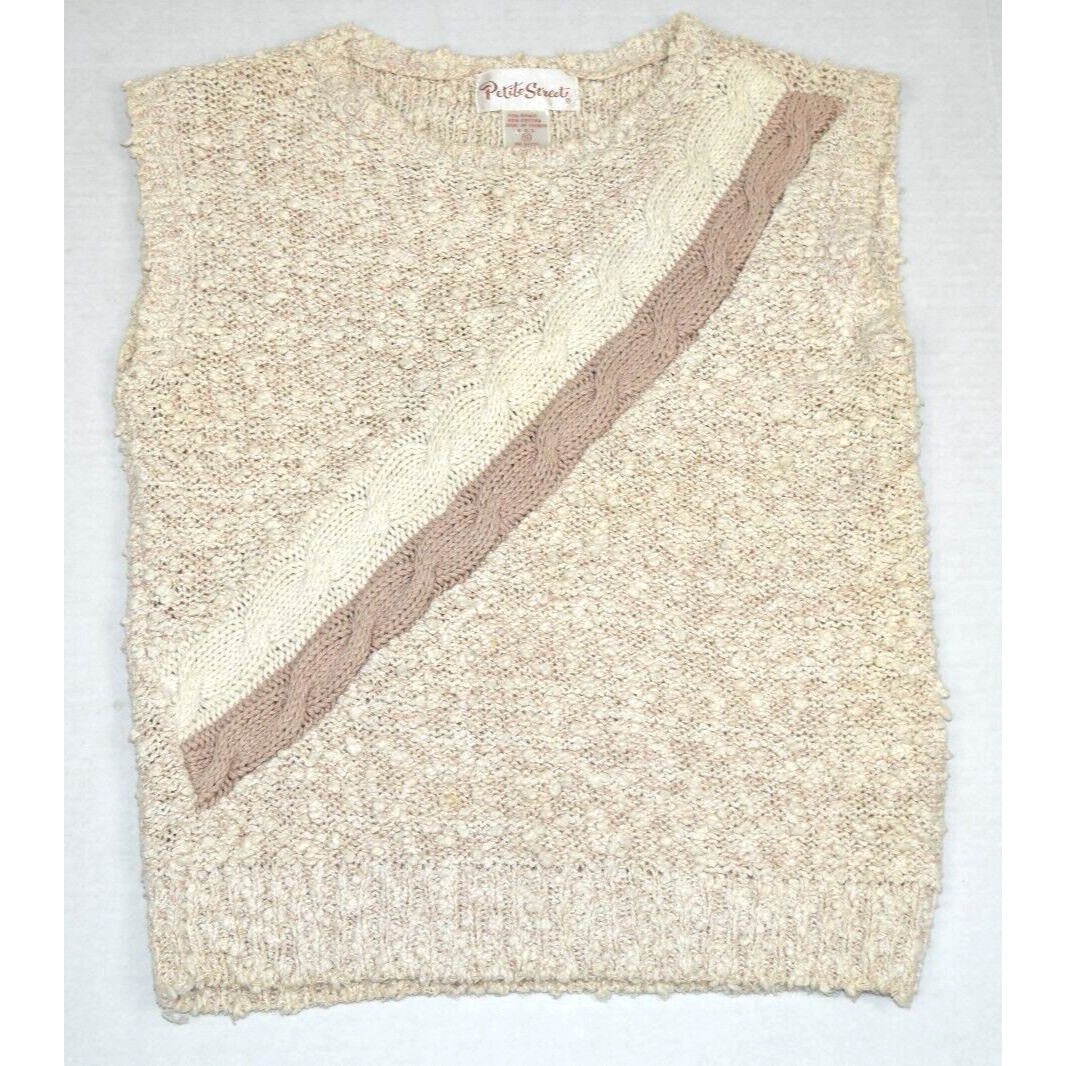 Vintage Knit Top Petite Street Size S 80s Oatmeal Beige Ramie Cotton Blend
