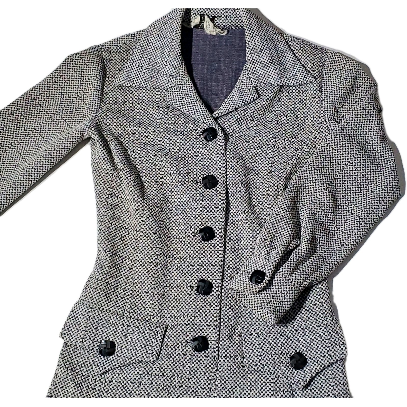 Vintage Norman Wiatt Knits Women’s Houndstooth Business Suit Dress Size Medium
