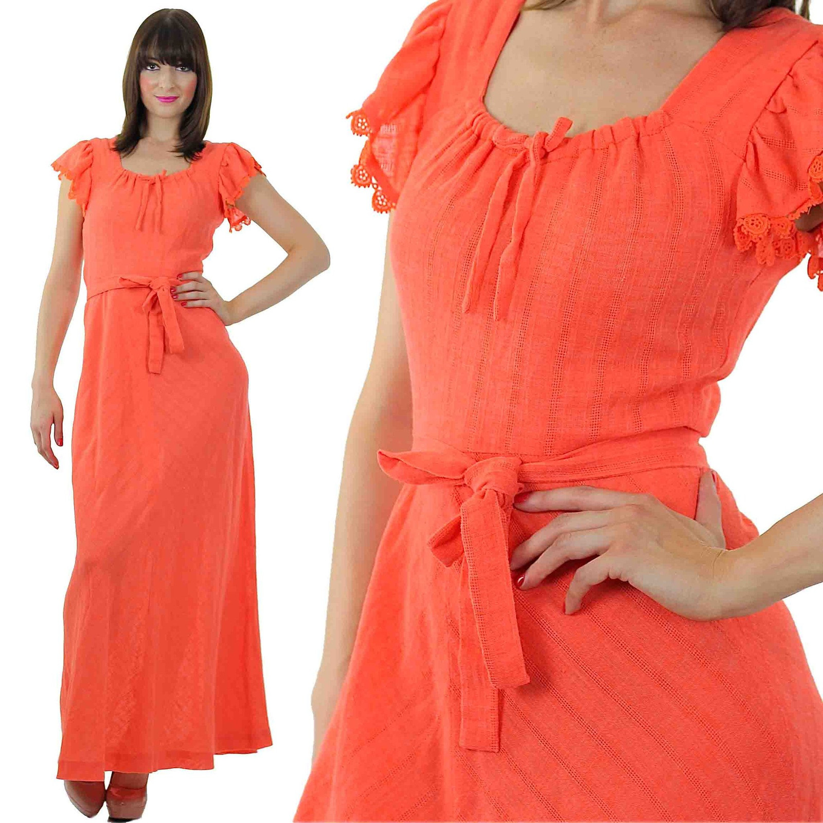 Vintage VTG 70s Boho dress Hippie Prairie peasant maxi dress