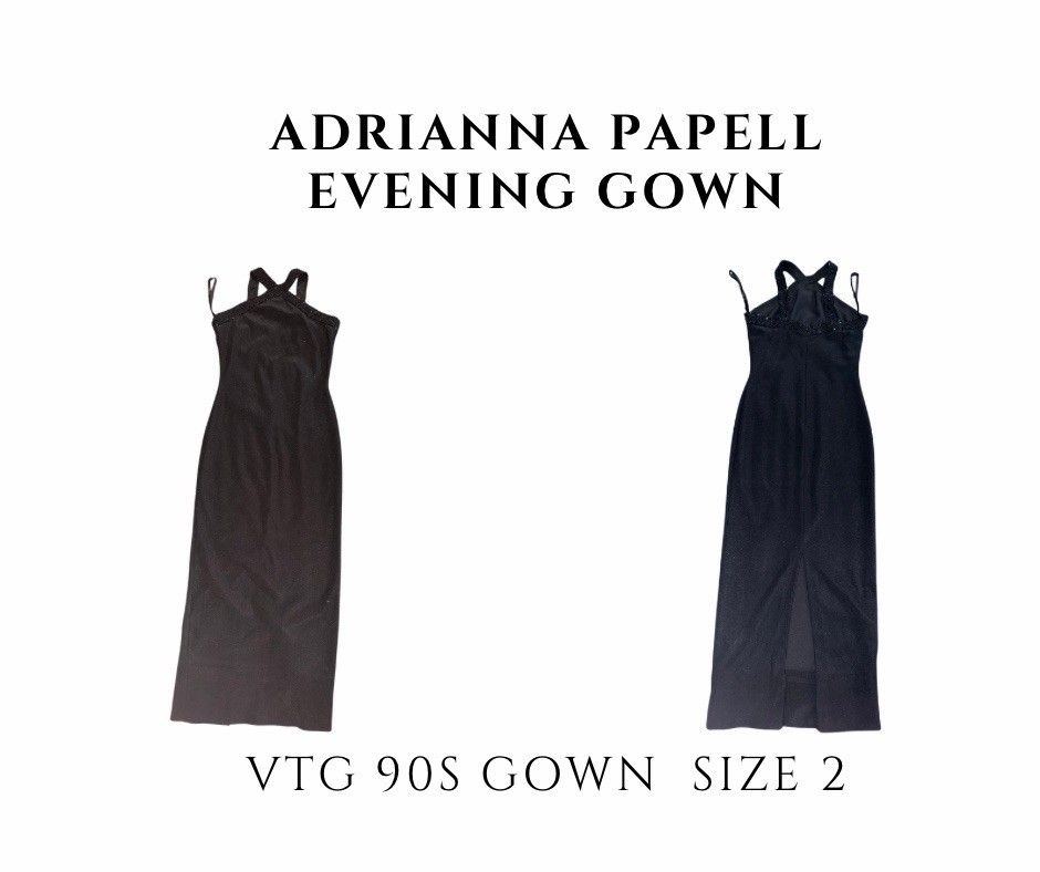 Adrianna Papell 1990s Black Evening Gown Size 2 Eveningwear Original