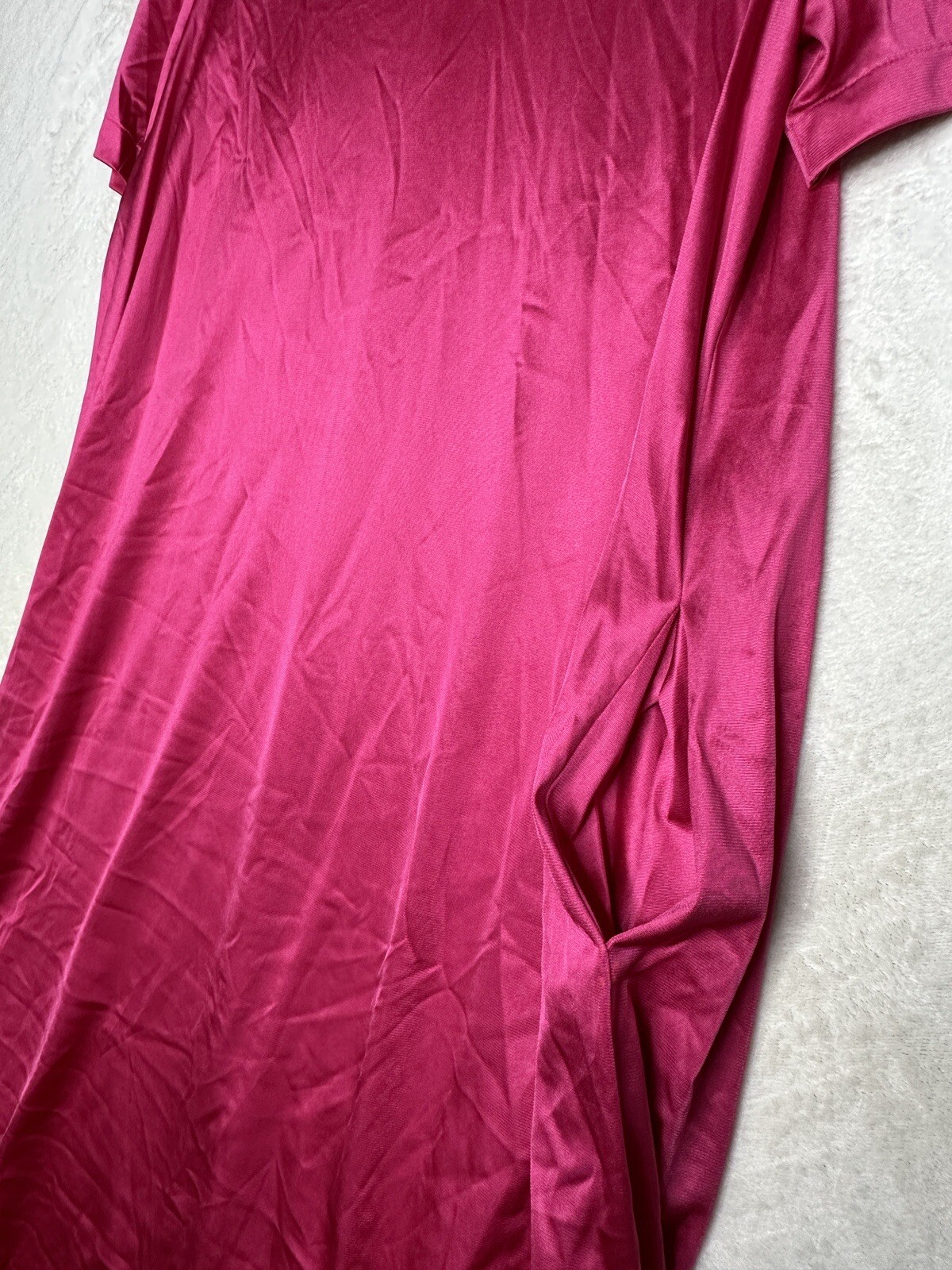 Vintage Vanity Fair Nightgown Size Small Magenta Pink Long Embroidery Button Up