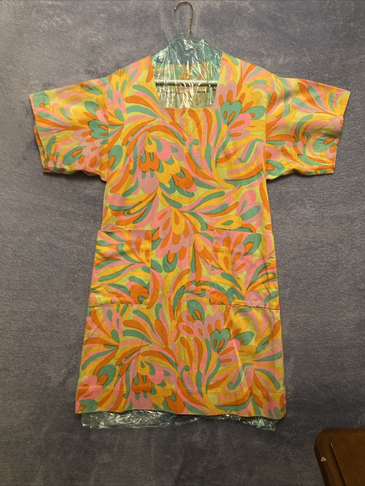 Vintage 60’s Malia Honolulu Hawaiian Dress Womens Sz M Floral Short Sleeve