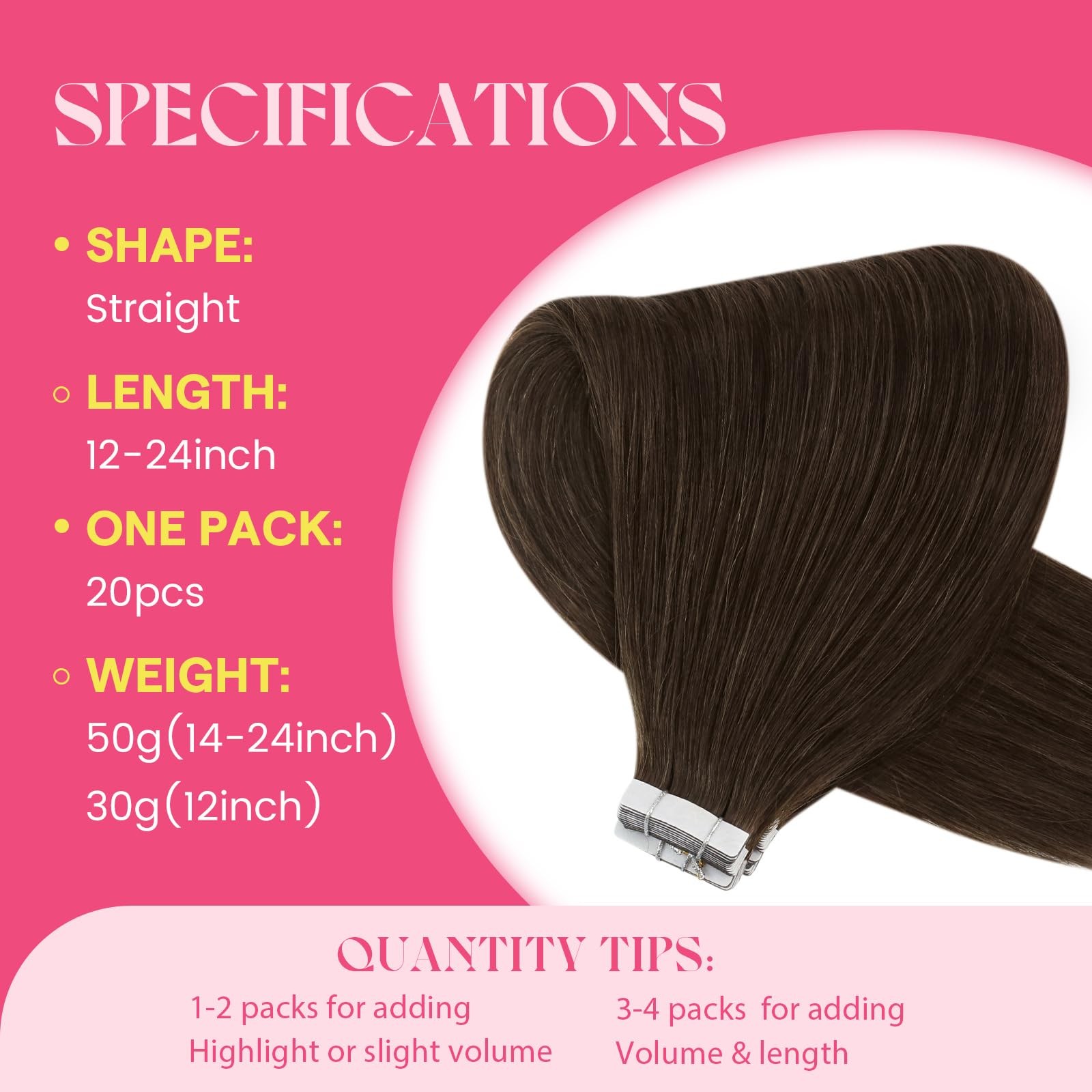 Ve Sunny Hair Extensions Tape in Real Human Hair Brown Tape in Hair Extensions H