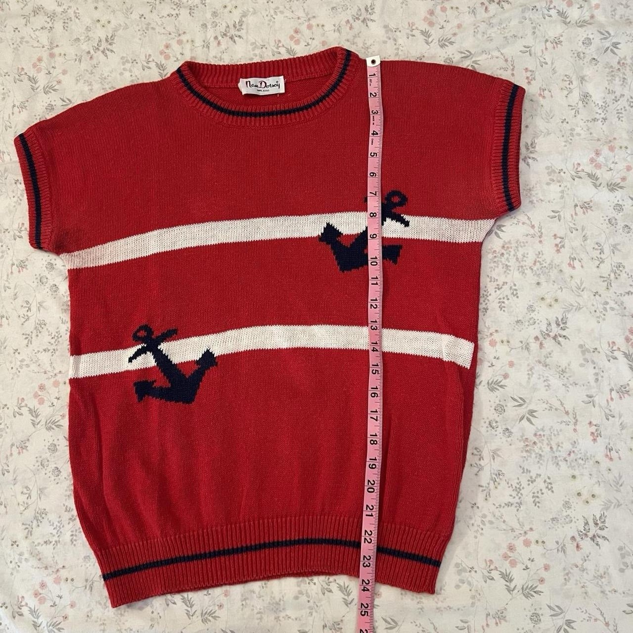 Vintage 60s Nan Dorsey Knit Top Nautical Sailor Cap Sleeve Striped Retro Mod