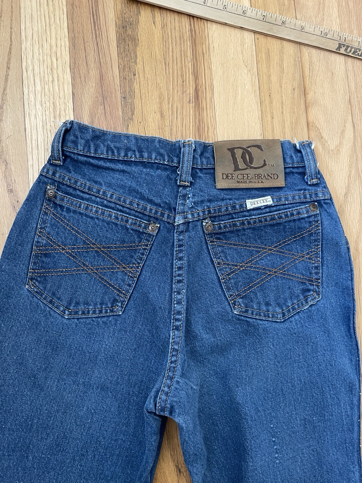 Vintage Dee Cee Brand Western Jeans Womens 23×28 High Waisted 70s Dark Wash USA
