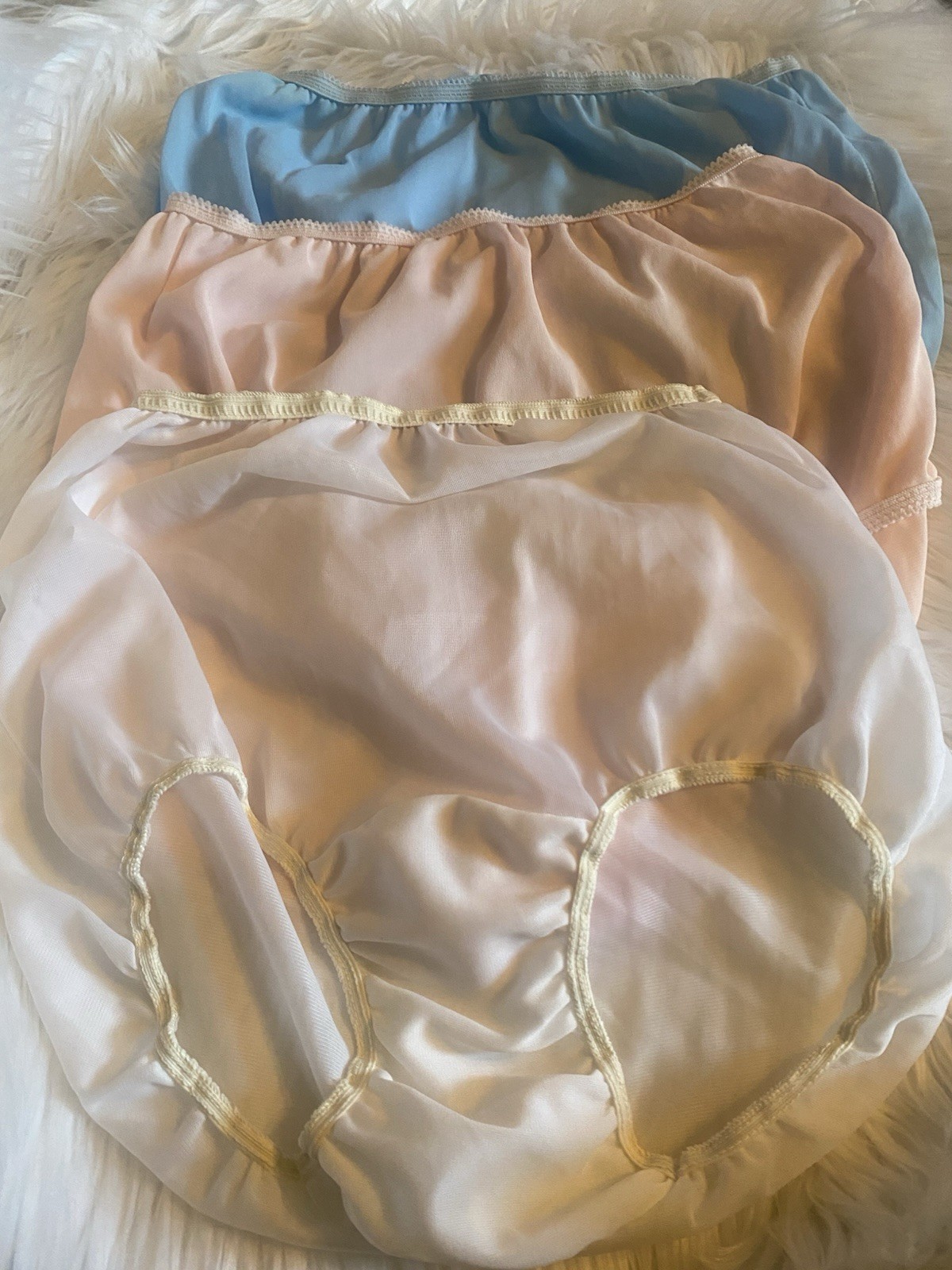 Lot of 3 Sears Vintage Colorful Nylon Full Coverage Silky Size 6 Hips 37-38