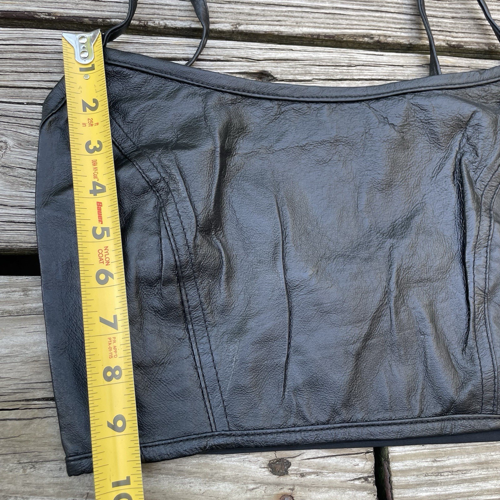 Vtg Leather Biker’s Dream Apparel Crop Vest Tank Top Bra Glam Rock Shirt S