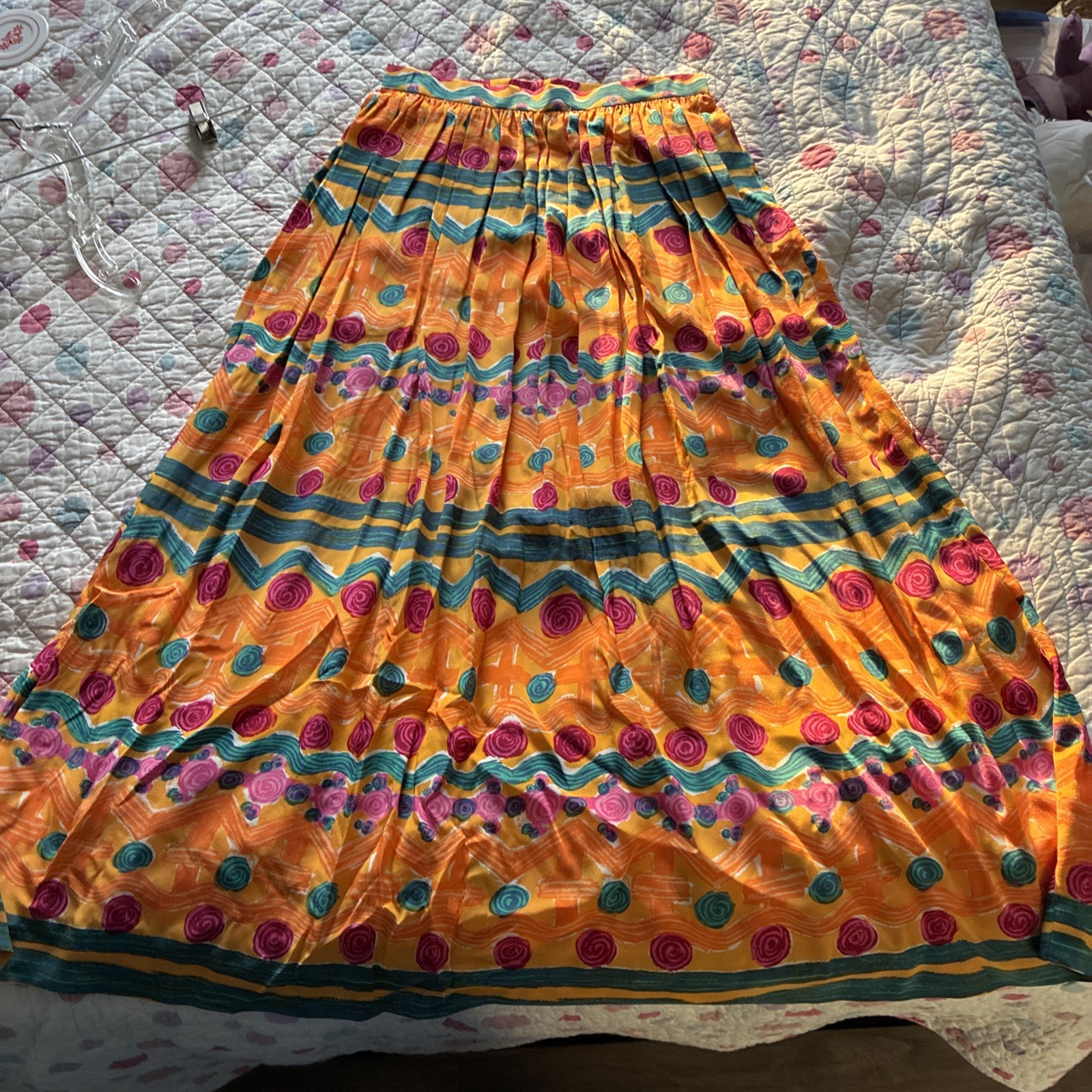 VTG Miss O By Oscar De La Renta Pleated Midi Aztec Skirt RUNS SMALL Size 6 Boho