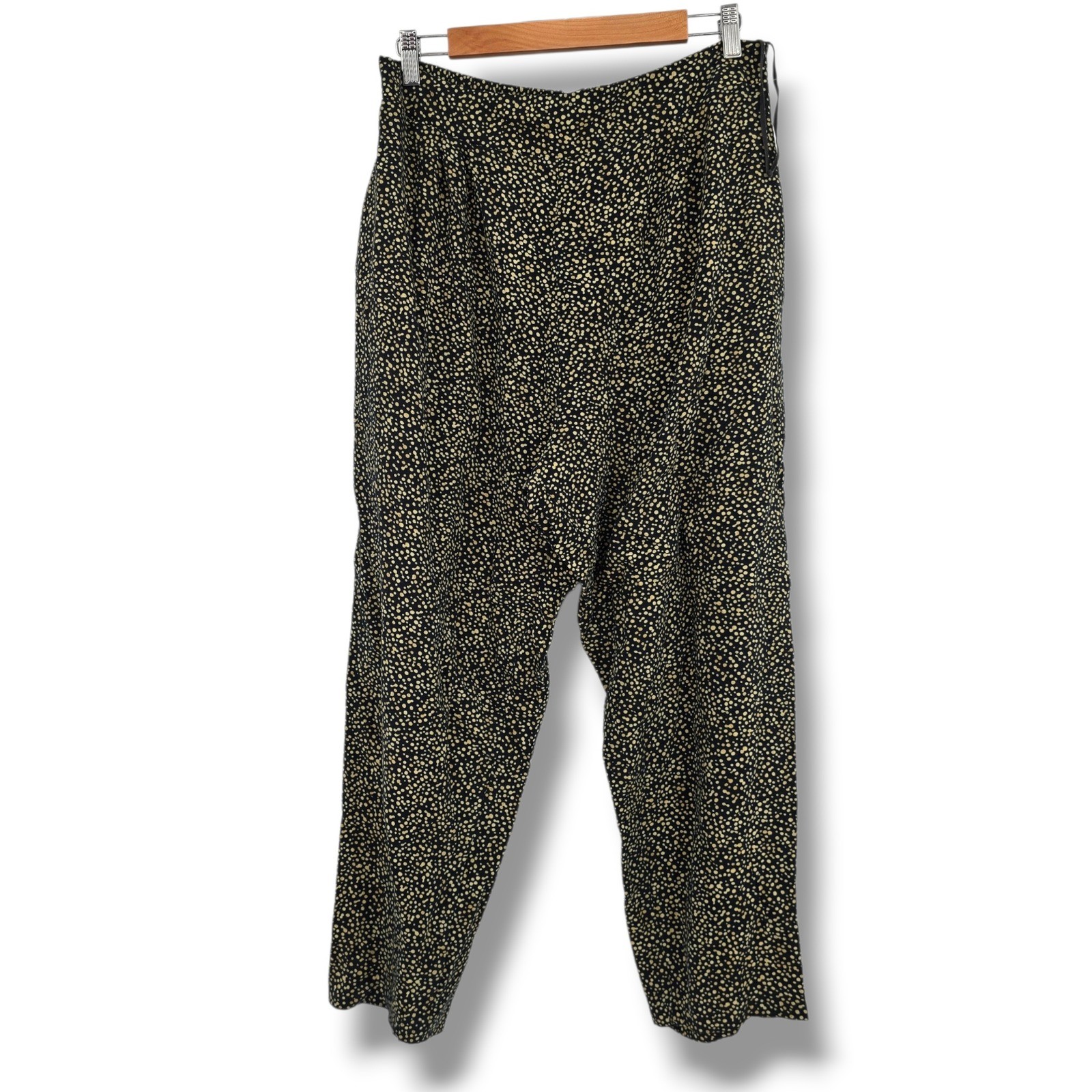 Jeffrey & Dara Sportswear Vintage Black Gold Speckled Dot High Rise Pants Medium