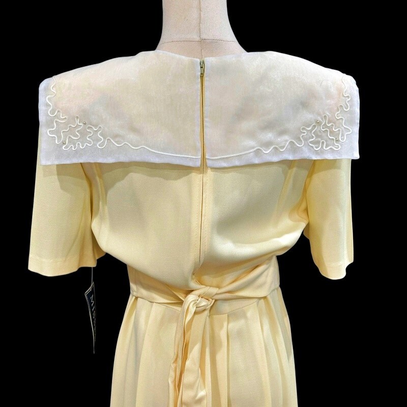 Vintage 70s 80s Yellow Prairie Dress Sears 10 (M) Cottagecore Sailor Collar NWT