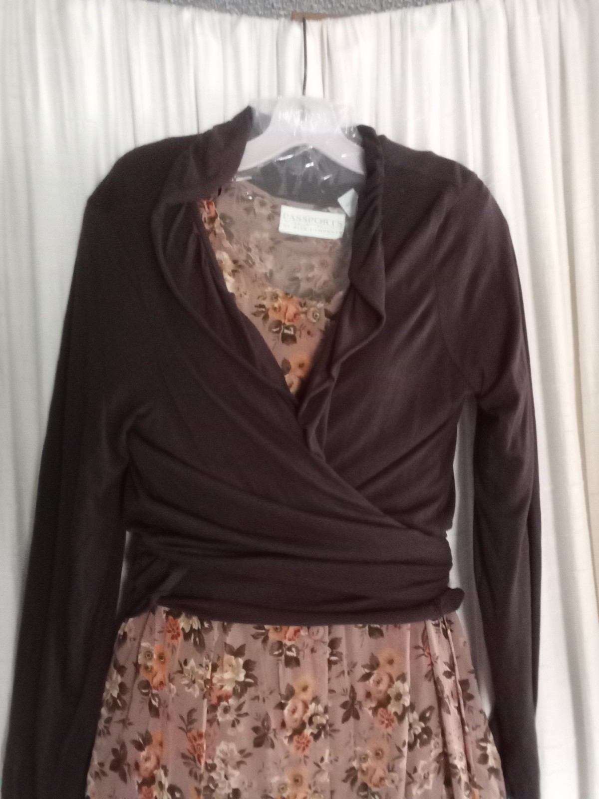 Vintage Passports Pier 1 Imports Long Sleeve Button Down Fit and Flare Dress