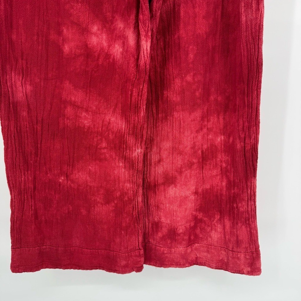 Cotonways Vintage Textured Pull On Pants Elastic Waist Boho Resort Cottagecore
