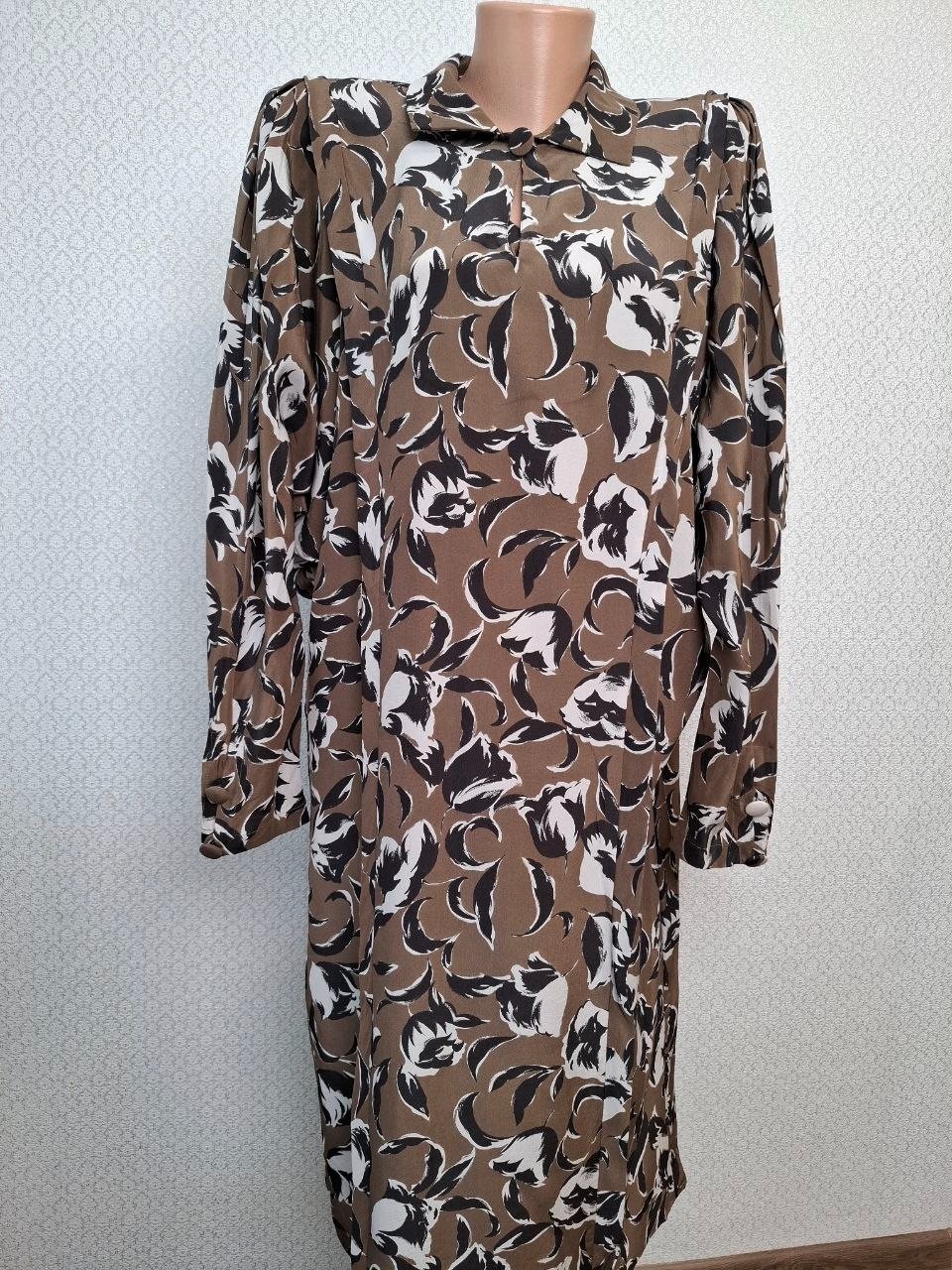 Vintage Selene Pure Silk Dress Women Sz US 20 EU 52 Floral Balloon Sleeve Italy