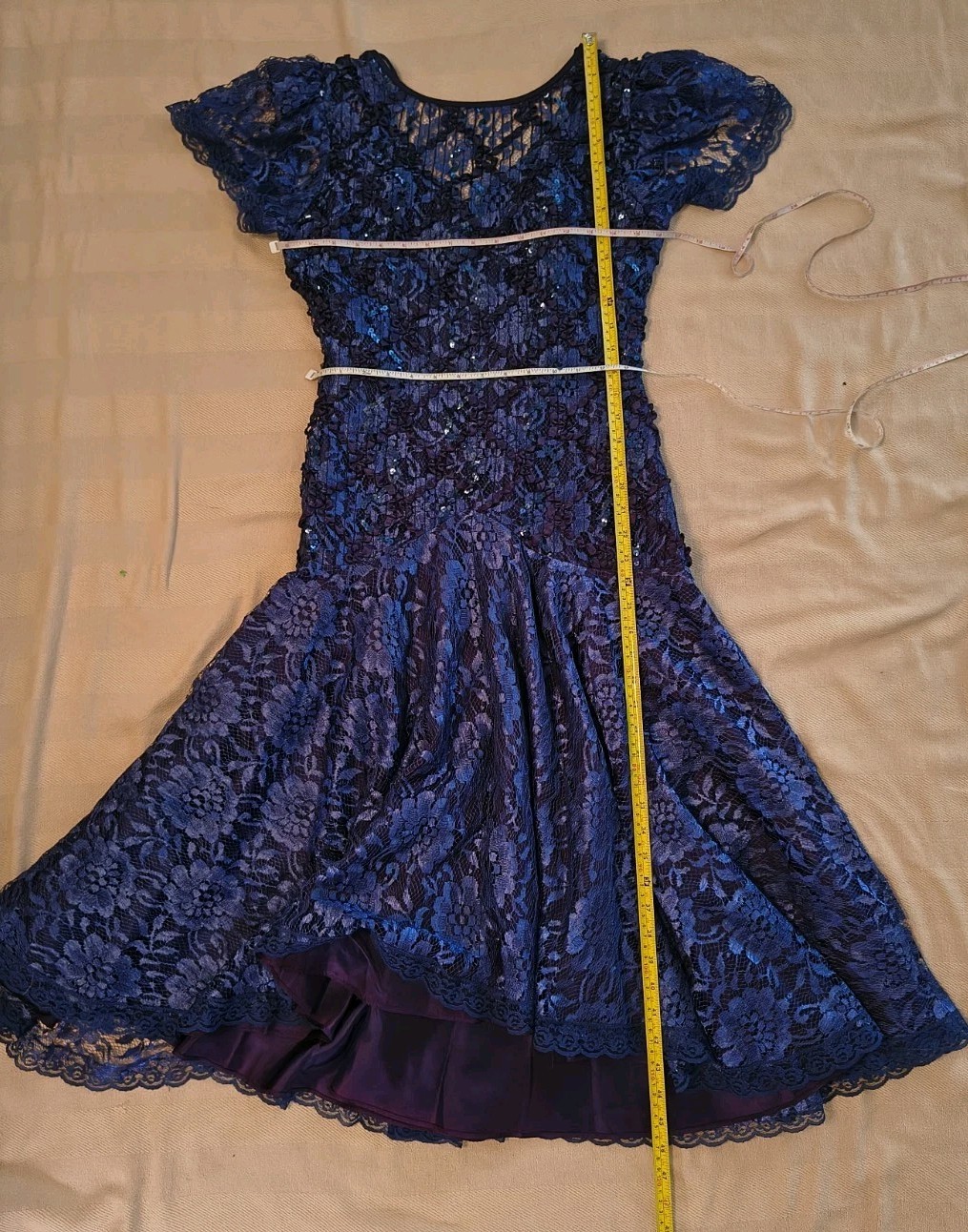 Vintage 80s Lace Drop Waist Dress Size 6 – Artsy Festival Sparkly Glam -DP29