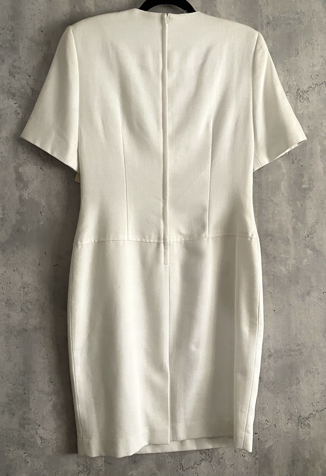 NWT’s Vintage MODE White Cotton Gold Color Button Accents Sheath Lined Dress Sz6