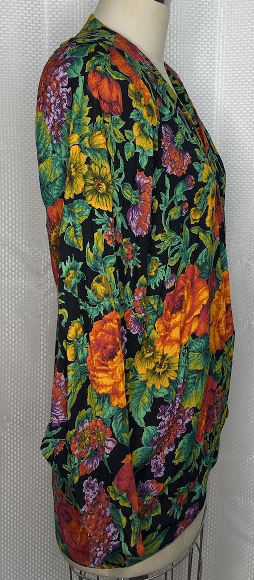 VINTAGE KAREN KANE WOMEN’S BLAZER OPEN FRONT LONG SLEEVE FLORAL PRINT SIZE XS