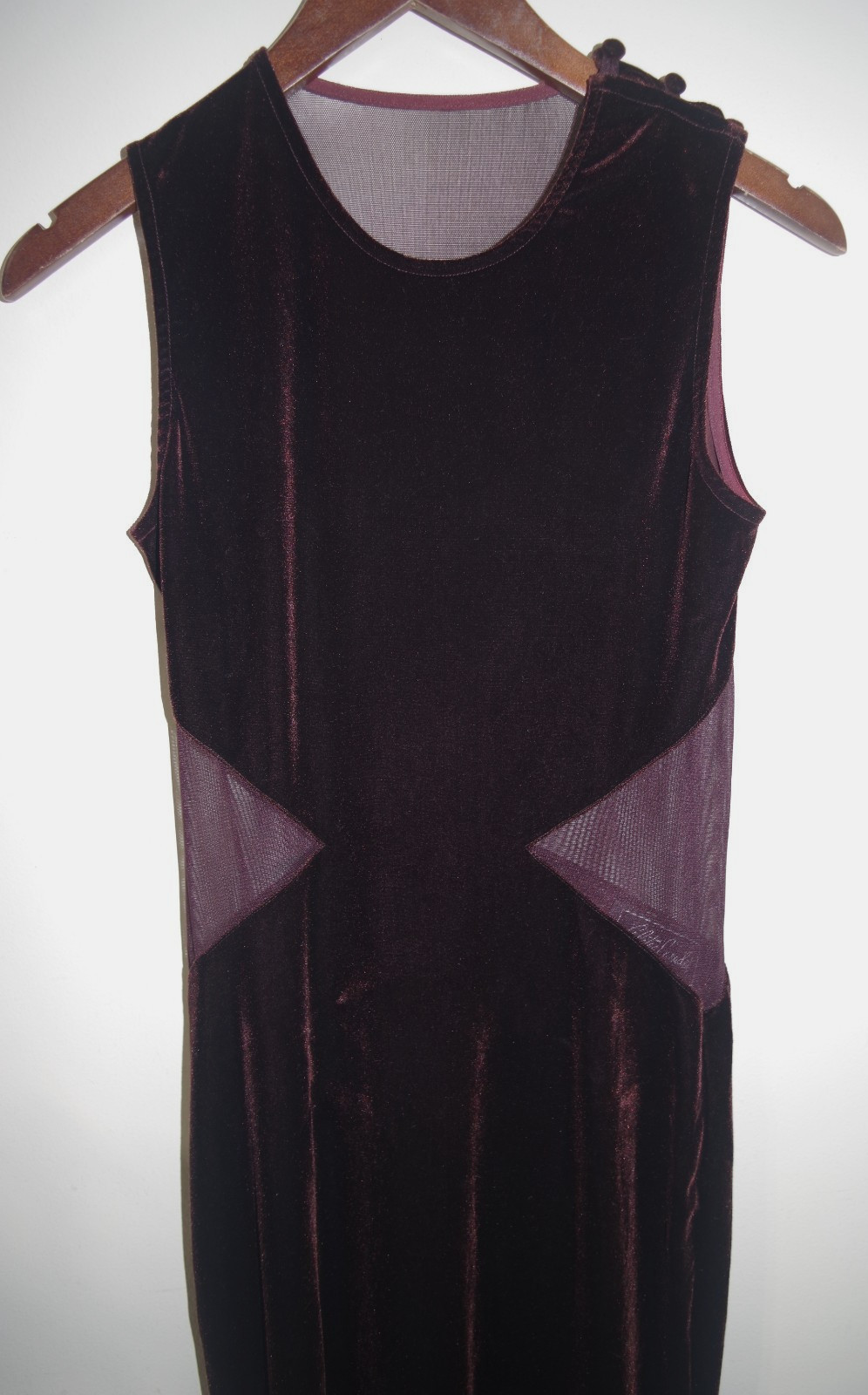 S2 Vintage Eletra Casadei Brown Gown Dress SMALL Tulle Mesh Stretch MOD Inserts
