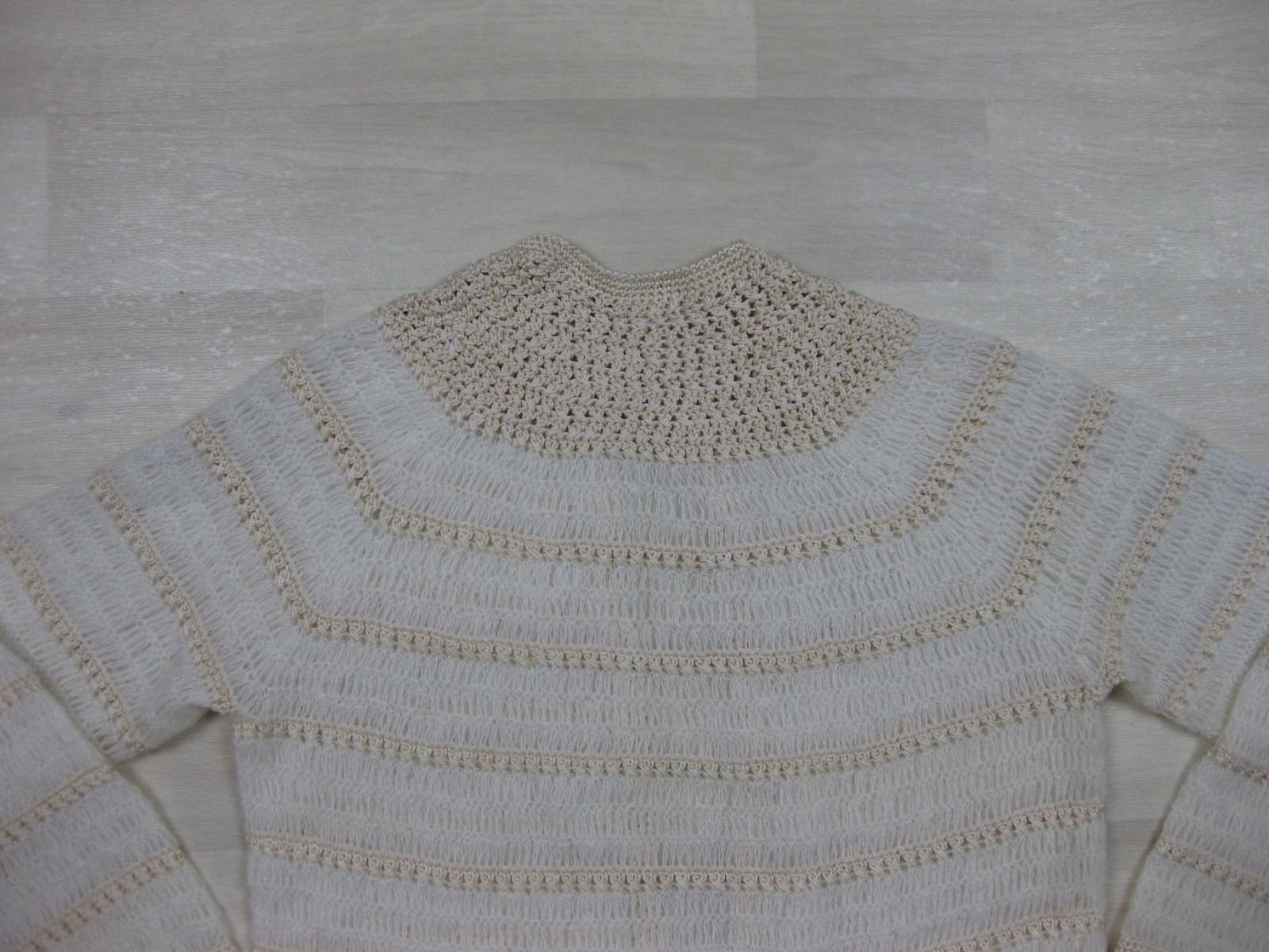 Vintage 70s Fair Lady Cardigan Sweater Hand Crochet Open Knit Granny CottageCore