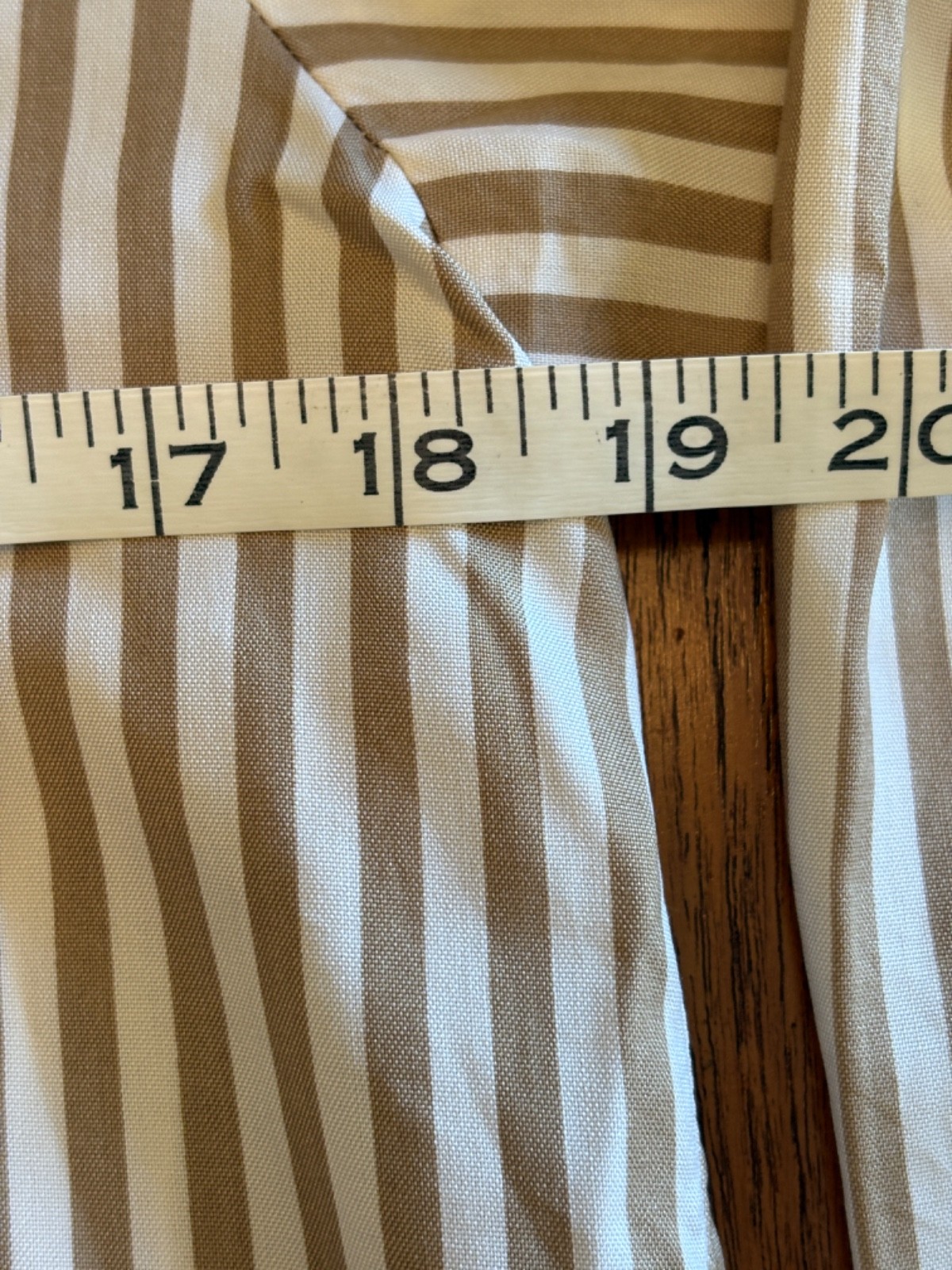 Vintage 1990s Silk Nude Striped Button Down Blouse M Sleek Minimalist Polished