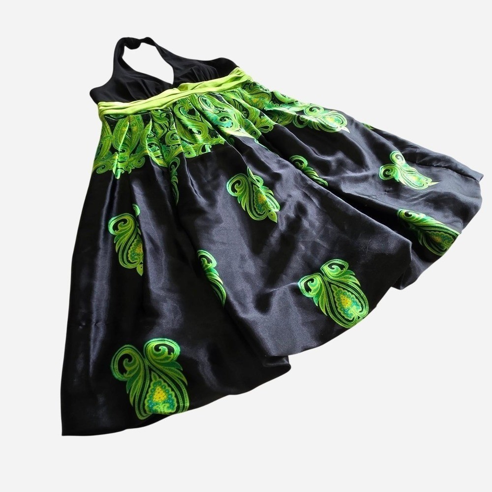 Vintage y2k halter bubble party dress / 2000s formal, prom, hoco, peacock, satin
