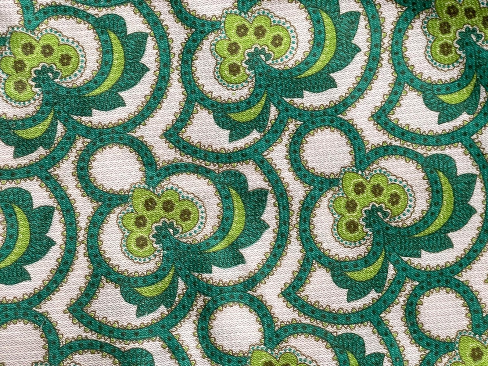 Vintage 60s 70s Barbarella Mod Dress, Green Psychedelic Sleeveless Shift, Size L