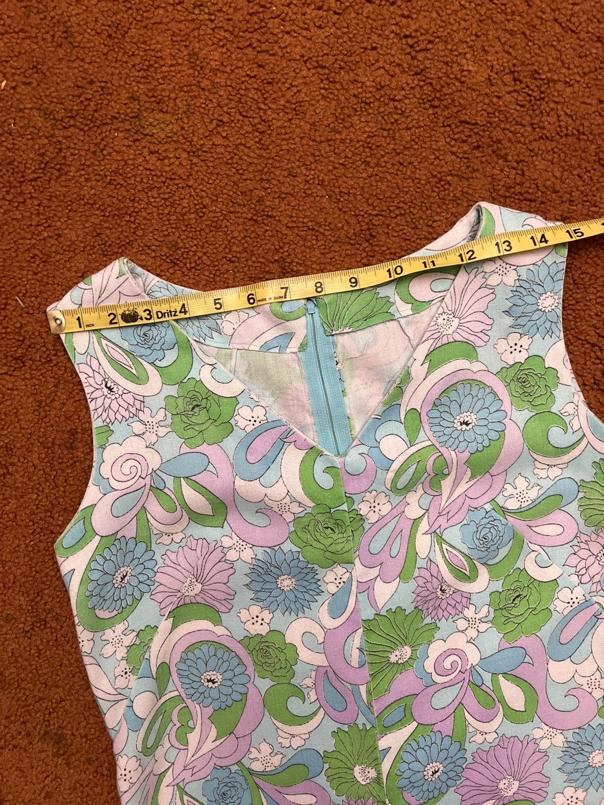 Vintage 1960s/70s Pastel Floral Linen Blend Jumpsuit Size M