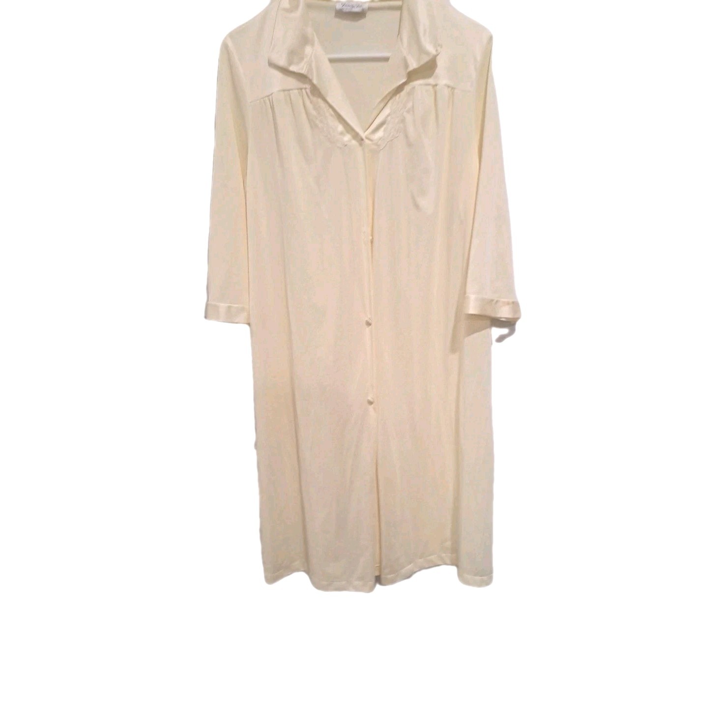 VTG?Vanity Fair Robe Housecoat Robe S Satin Yellow USA Granny Core Housewife