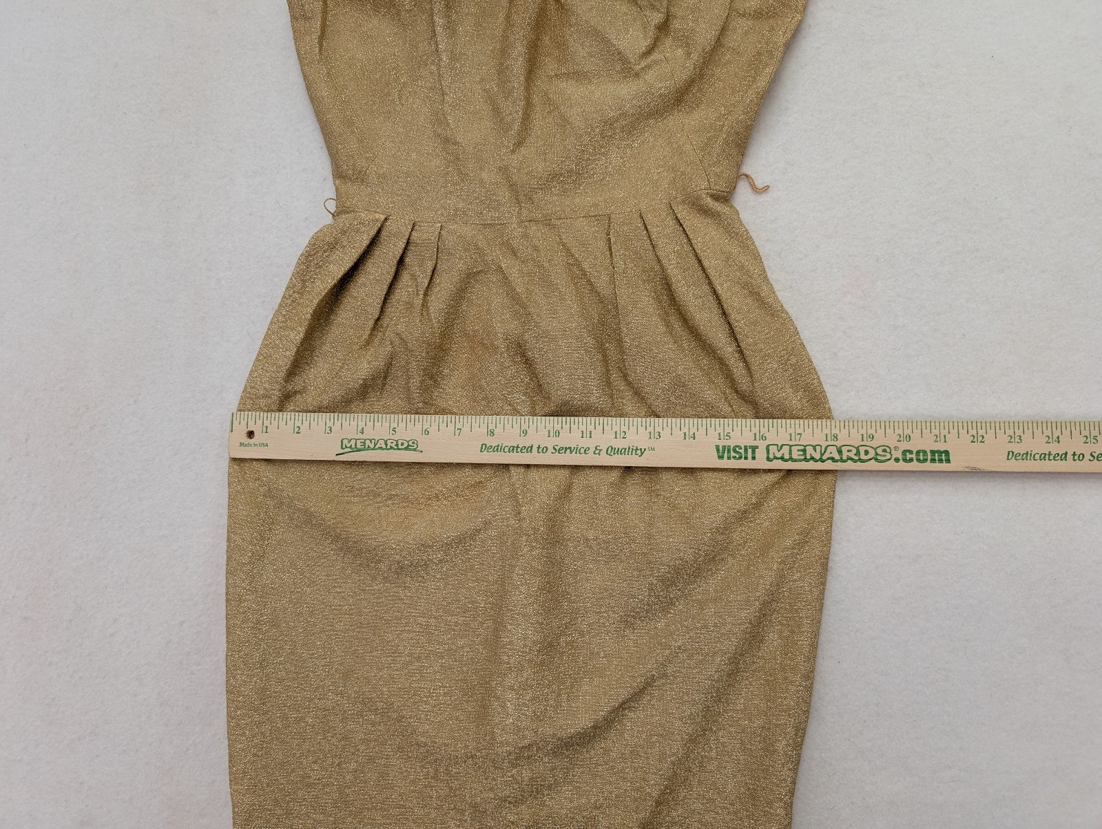 Vintage Women’s Dress Size S Metallic Gold Shimmer Party Cocktail Wiggle Sheath