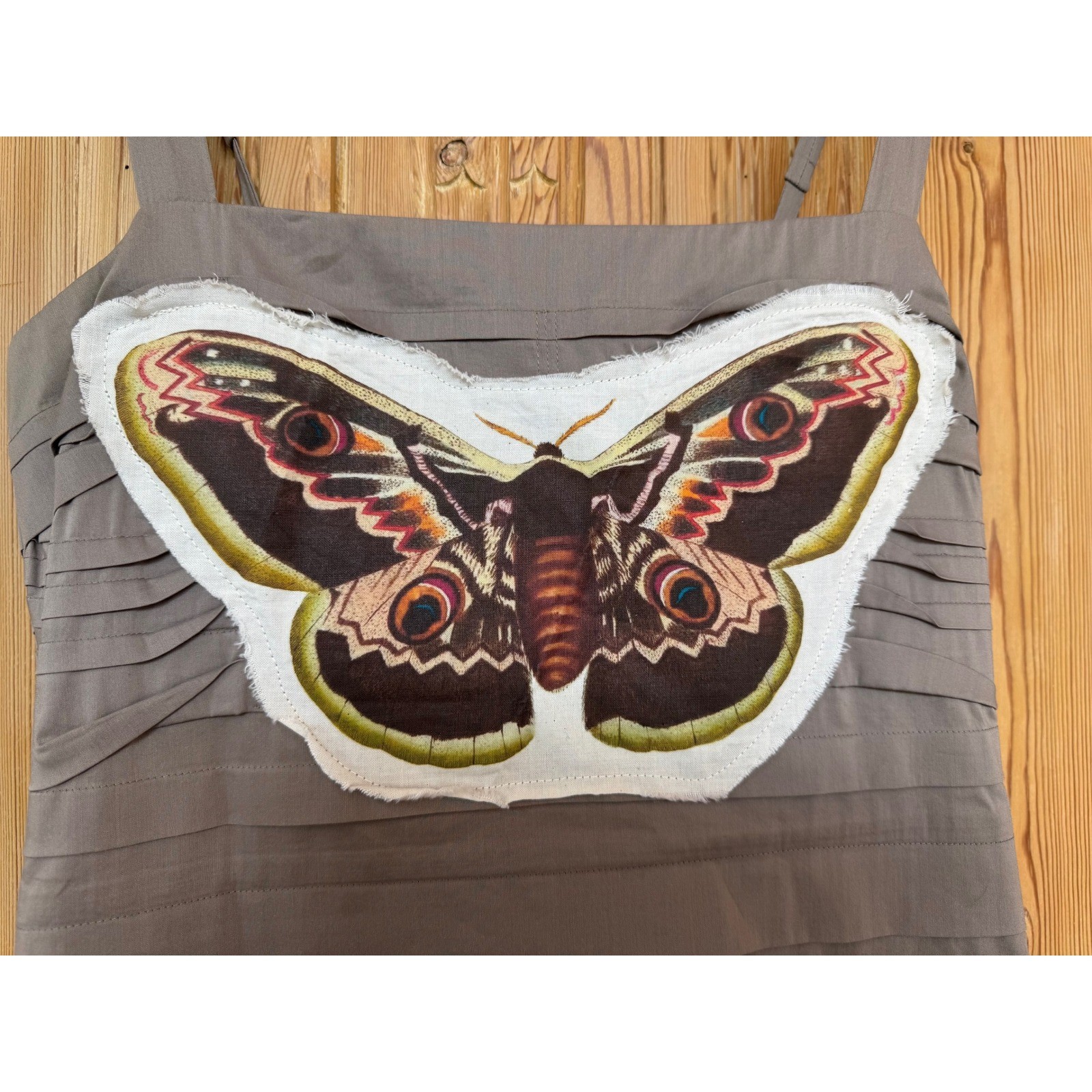 Upcycled BCBG Dress Moth Patch Bodycon Folk Art Whimsygoth Mini Size 2