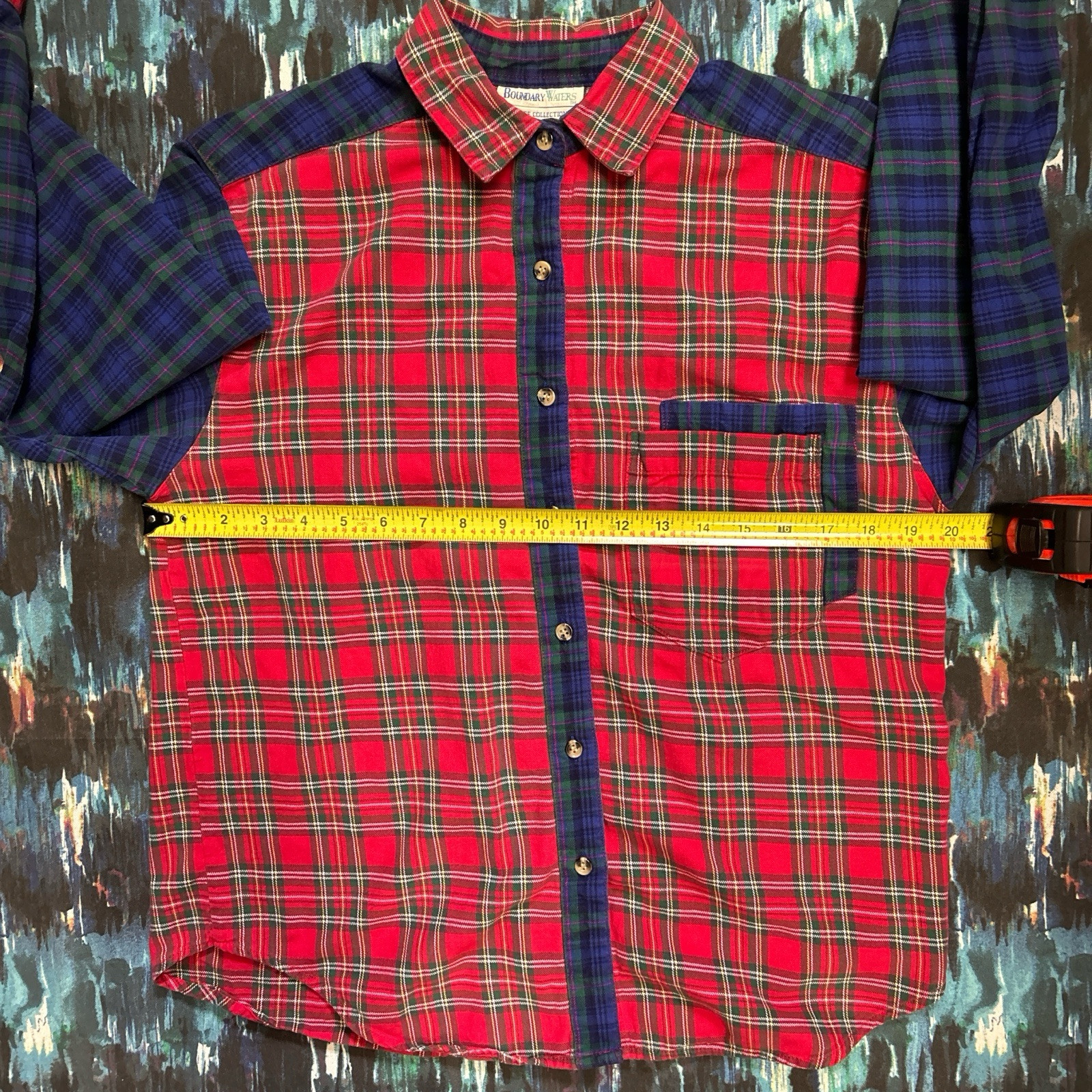 Vintage 80s Boundary Waters Flannel Shirt Contrast Patchwork Size 8 Women’s