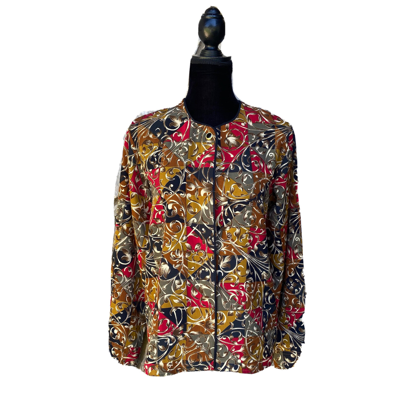 Vintage 90s Y2K Jordan Long Sleeve Blouse Size M Multicolor Button Up Excellent