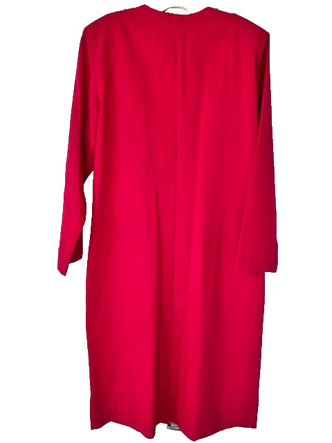 Lerner! Vtg Womens Dress Red Mod 60s 70s Retro Shift Midi Covered Buttons